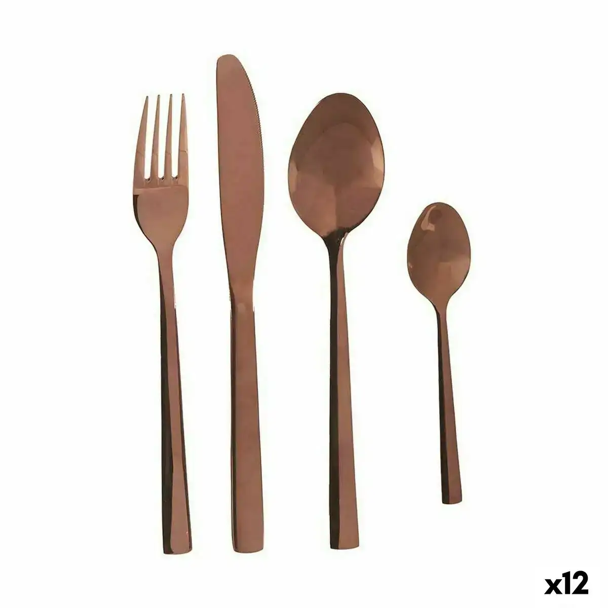 Ensemble de couverts or rose acier inoxydable 12 unites _8839. DIAYTAR COTE D'IVOIRE - Votre Escale Shopping incontournable. Explorez notre boutique en ligne et dénichez des trésors qui reflètent la richesse culturelle et la modernité du Côte d'Ivoire.