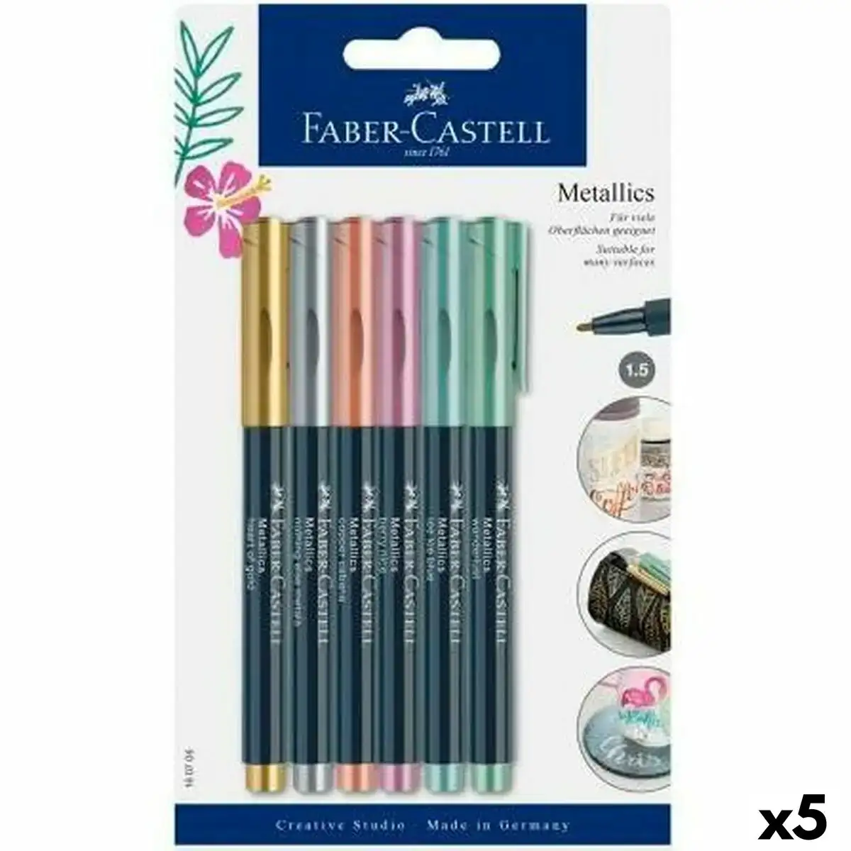 Ensemble de marqueurs faber castell creative studio metallise 5 unites_8007. Entrez dans le Monde de DIAYTAR COTE D'IVOIRE - Où Chaque Article Raconte une Histoire Unique. Explorez notre boutique en ligne pour dénicher des trésors qui incarnent l'âme du Côte d'Ivoire.