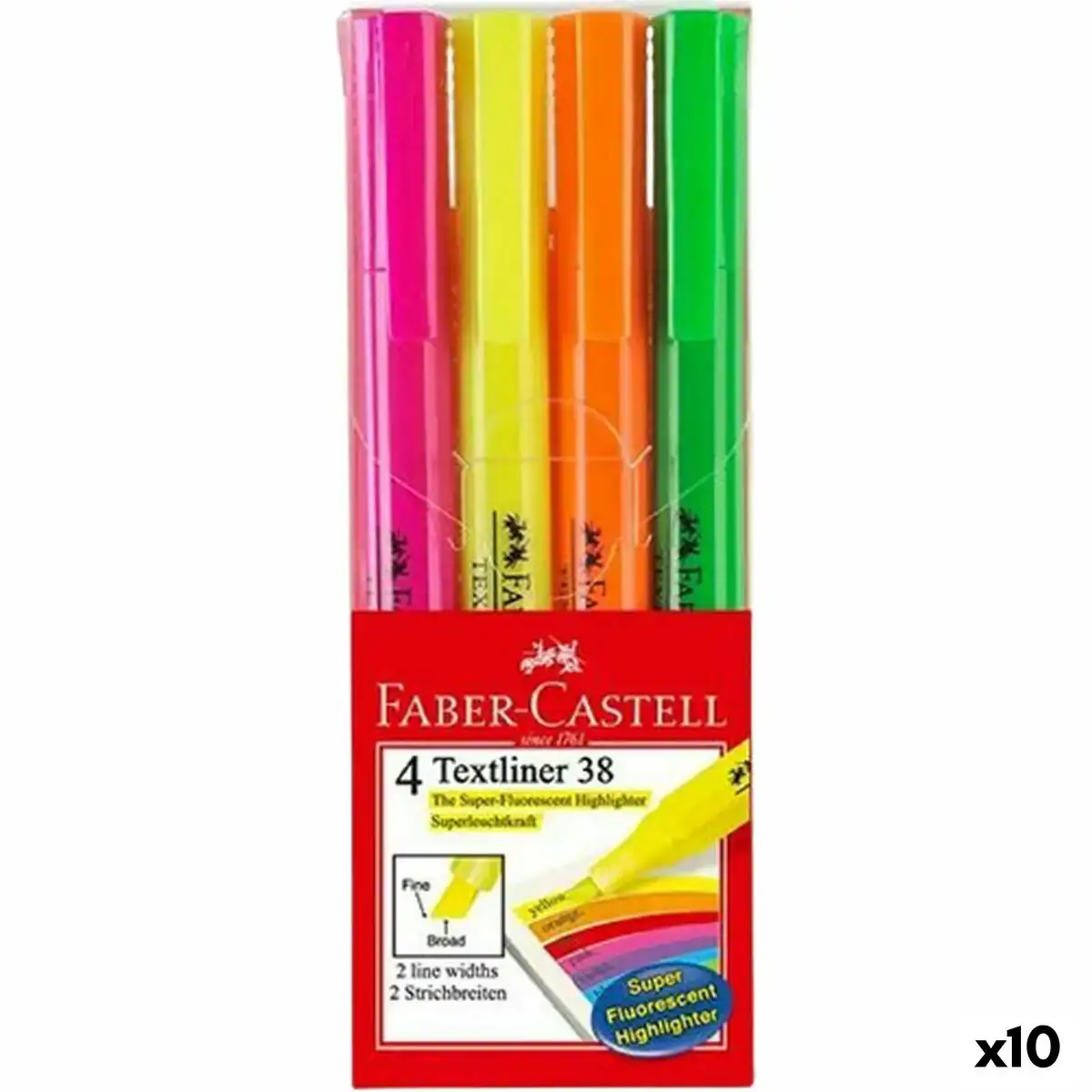 Ensemble de marqueurs fluorescents faber castell textliner 38 10 unites_4330. DIAYTAR COTE D'IVOIRE - Là où Chaque Produit a son Histoire. Découvrez notre gamme de produits, chacun portant en lui le récit de l'artisanat et de la passion, pour vous offrir une expérience de shopping authentique.