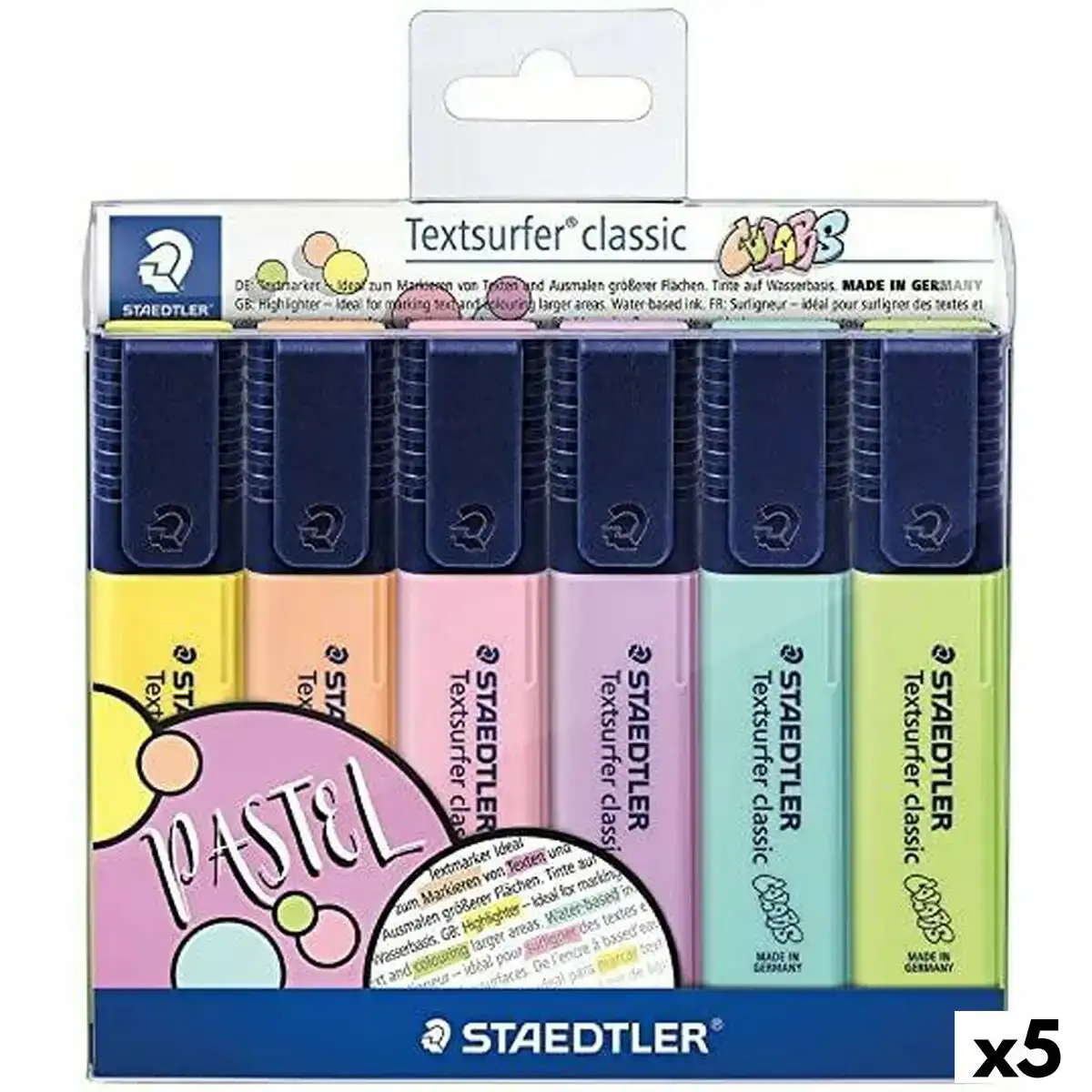 Ensemble de marqueurs fluorescents staedtler textsurfer classic pastel gateau 5 unites_5478. DIAYTAR COTE D'IVOIRE - Là où Chaque Produit Évoque une Émotion. Parcourez notre catalogue et choisissez des articles qui vous touchent et qui enrichissent votre expérience.