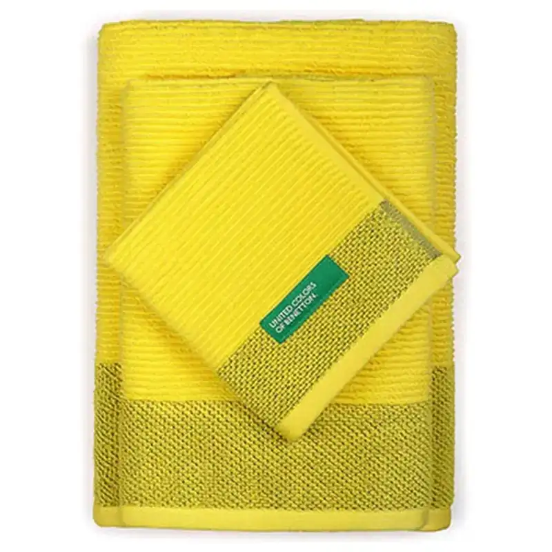 Ensemble de serviettes de toilette benetton rainbow jaune 100 coton_1284. DIAYTAR COTE D'IVOIRE - Votre Destination pour un Shopping Réfléchi. Découvrez notre gamme variée et choisissez des produits qui correspondent à vos valeurs et à votre style de vie.