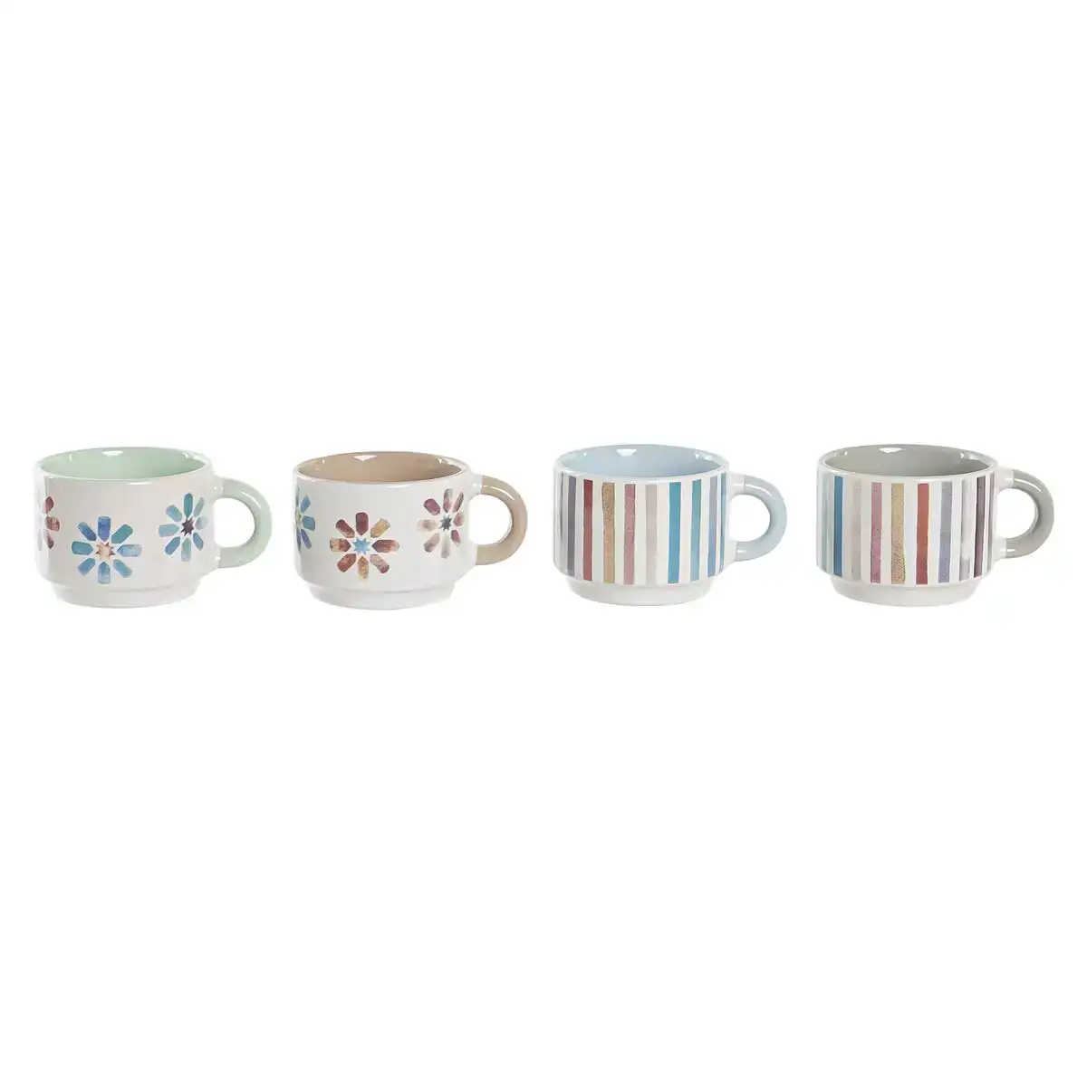 Ensemble de tasses a cafe dkd home decor rayures fleurs metal gres 150 ml 4 pieces_5358. Découvrez DIAYTAR COTE D'IVOIRE - Là où Votre Shopping Prend Vie. Plongez dans notre vaste sélection et trouvez des produits qui ajoutent une touche spéciale à votre quotidien.