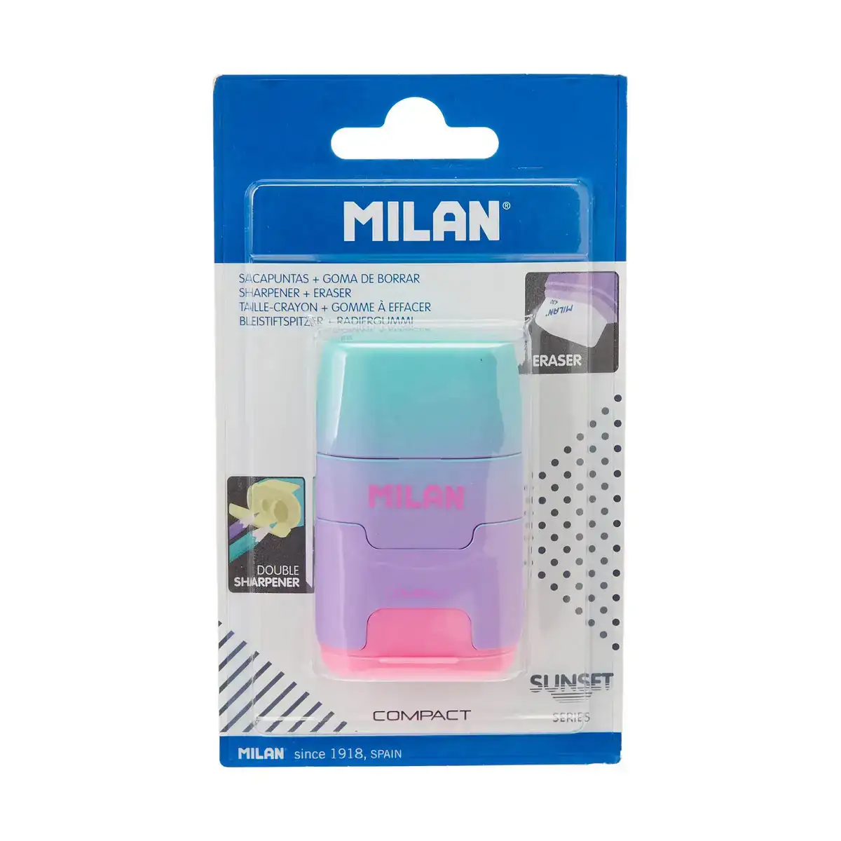 Ensemble gomme et taille crayon milan compact sunset_5312. DIAYTAR COTE D'IVOIRE - Là où Chaque Produit Est une Trouvaille. Parcourez notre catalogue diversifié et découvrez des articles qui enrichiront votre quotidien, du pratique à l'insolite.