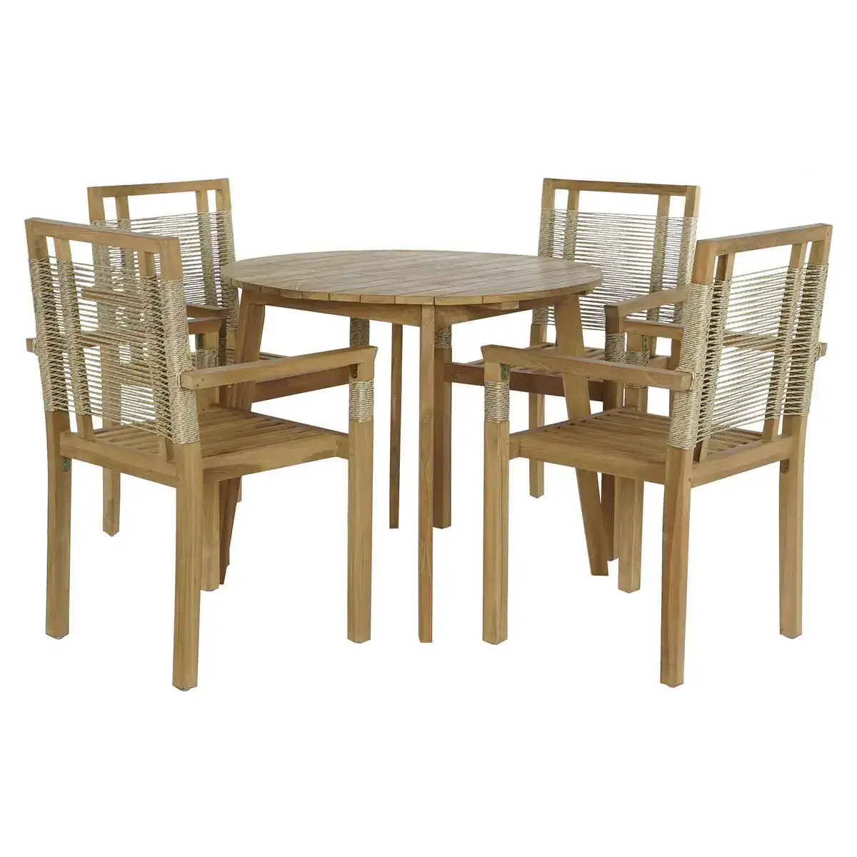 Ensemble table 4 chaises dkd home decor 100 x 100 x 76 cm teck corde_5037. DIAYTAR COTE D'IVOIRE - Votre Passage vers l'Élégance Accessible. Parcourez notre boutique en ligne pour trouver des produits qui vous permettent d'allier style et économies.