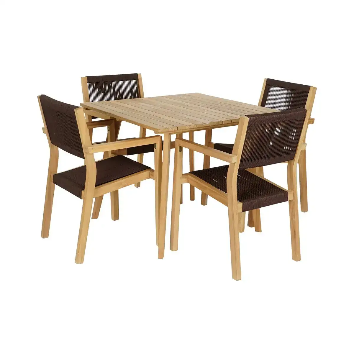 Ensemble table 4 chaises dkd home decor 90 x 90 x 75 cm teck corde_8882. DIAYTAR COTE D'IVOIRE - Là où Chaque Achat a du Sens. Explorez notre gamme et choisissez des produits qui racontent une histoire, du traditionnel au contemporain.