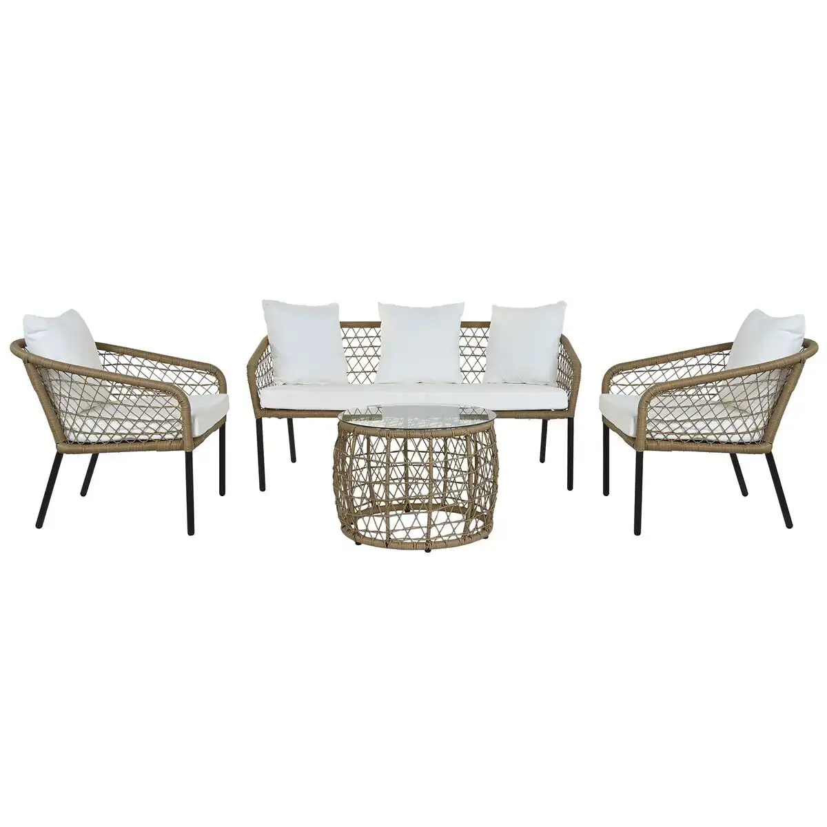 Ensemble table avec 3 sieges dkd home decor blanc 137 x 73 5 x 66 5 cm rotin synthetique acier_6415. DIAYTAR COTE D'IVOIRE - L'Art de Magasiner sans Limites. Naviguez à travers notre collection diversifiée pour trouver des produits qui élargiront vos horizons shopping.