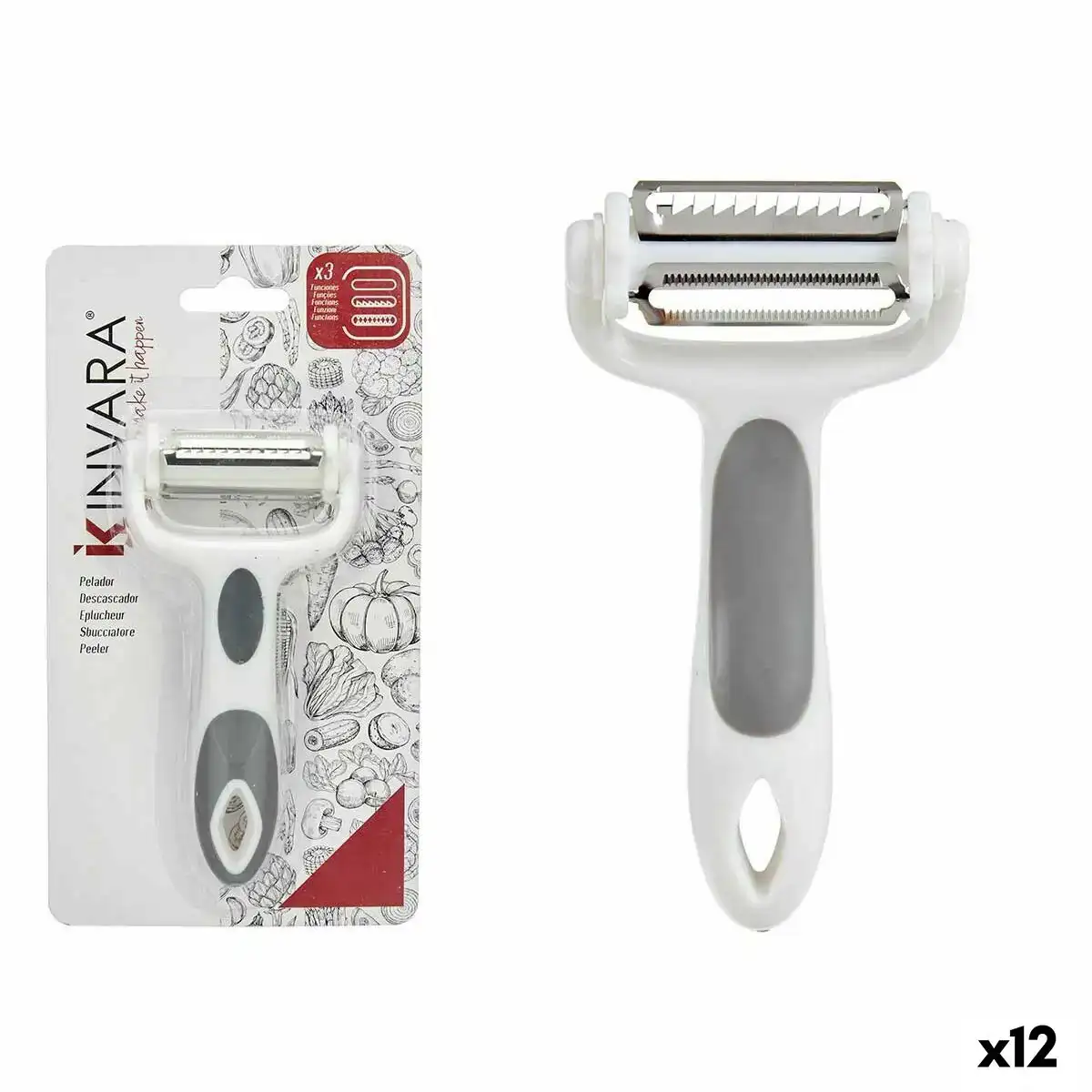 Eplucheur 3 en 1 12 x 3 x 22 cm gris acier inoxydable blanc polypropylene tpr 12 unites _7149. DIAYTAR COTE D'IVOIRE - Où Chaque Détail Compte. Parcourez nos produits soigneusement sélectionnés et choisissez des articles qui correspondent à votre style et à vos valeurs.