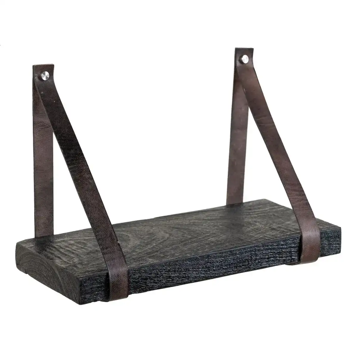 Etagere 40 x 18 x 28 cm noir bois cuir_6086. DIAYTAR COTE D'IVOIRE - Où Chaque Sélection Vous Parle. Parcourez nos catégories et découvrez des produits qui reflètent vos passions et vos besoins, pour un shopping personnel et inspirant.