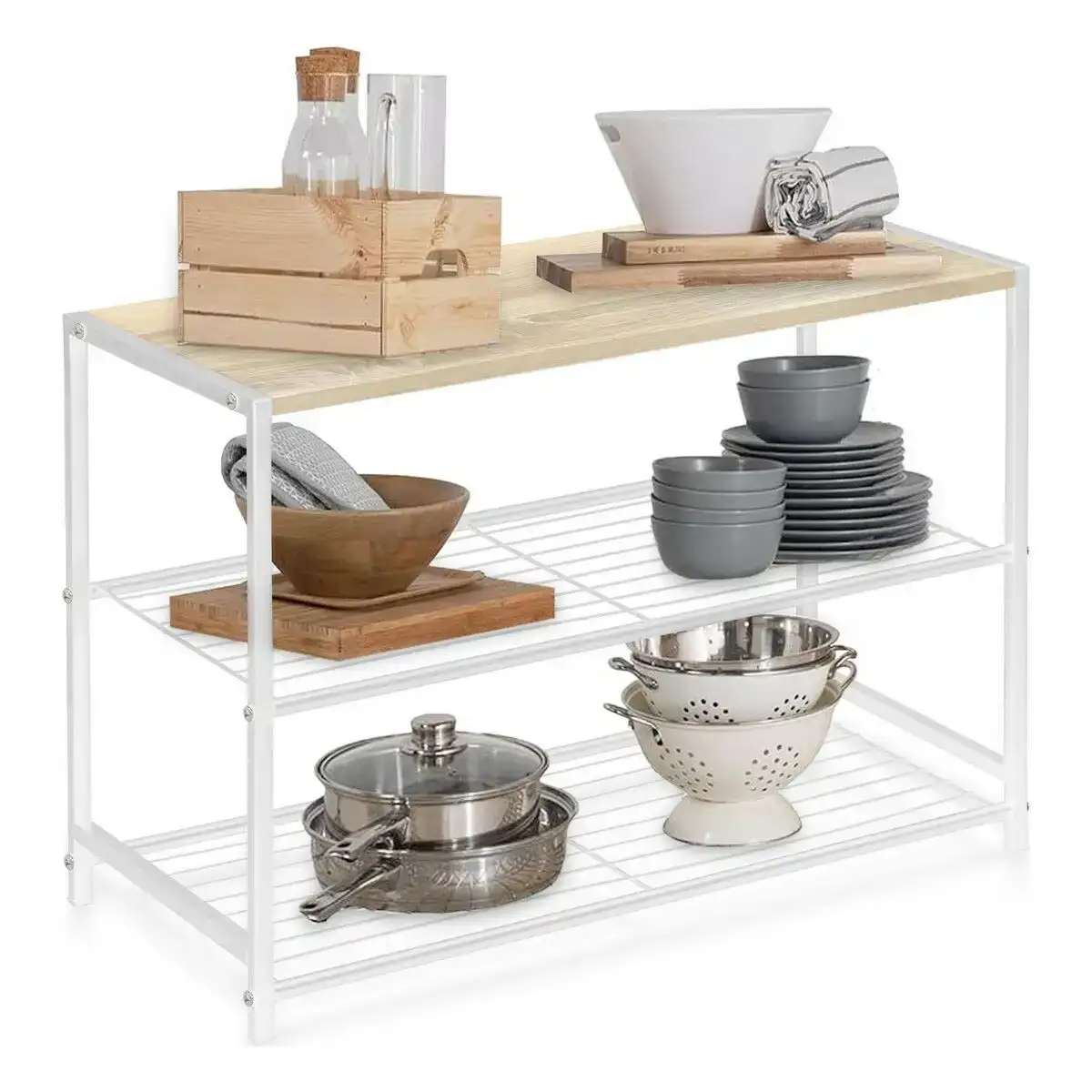 Etagere confortime 3 etageres 60 x 30 x 43 cm metal bois_4540. Bienvenue chez DIAYTAR COTE D'IVOIRE - Où le Shopping Rime avec Diversité. Plongez dans notre univers de produits et découvrez des trésors qui représentent la richesse culturelle du Côte d'Ivoire.