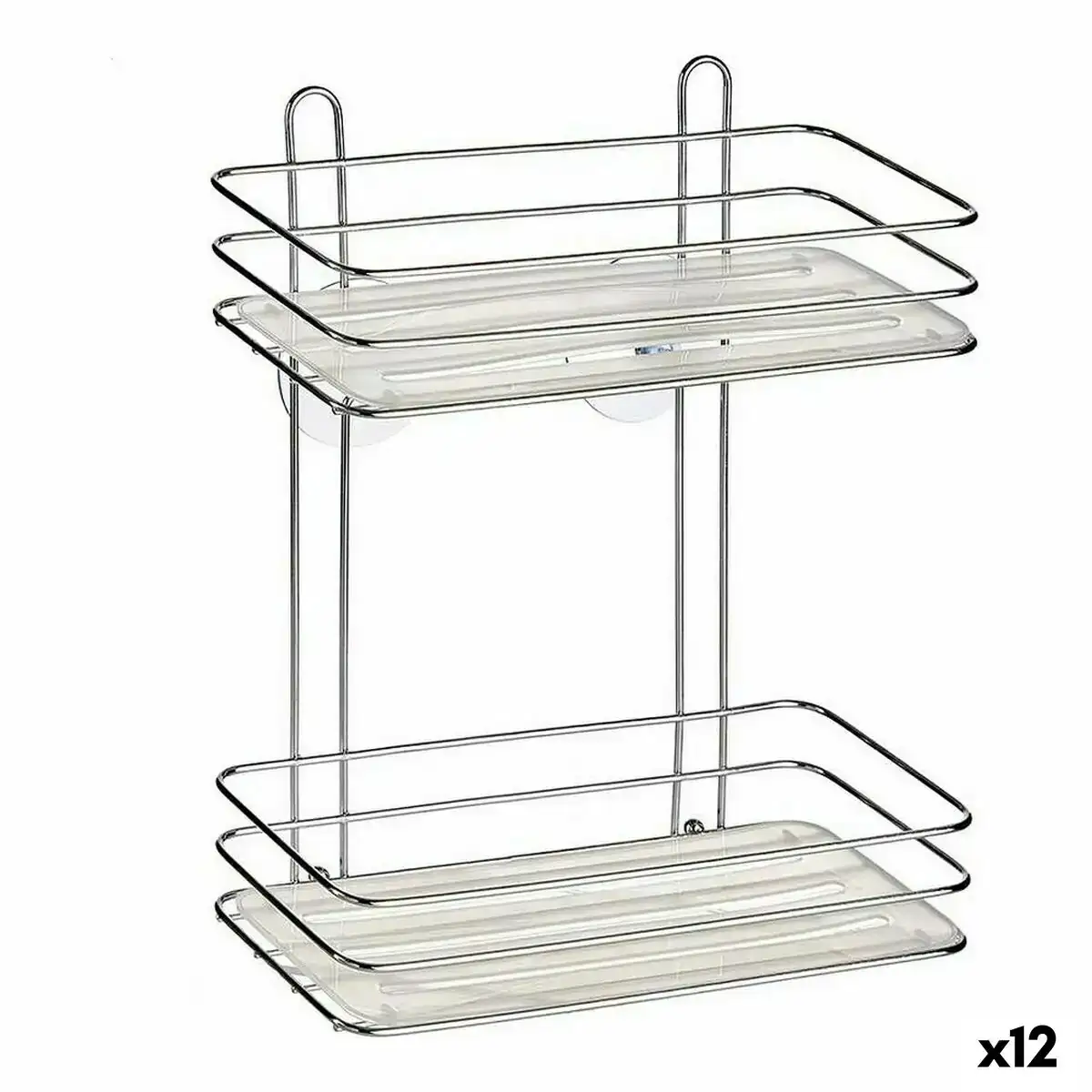 Etagere de salle de bains argente transparent plastique acier chrome 26 x 30 2 x 11 5 cm 12 unites _8656. DIAYTAR COTE D'IVOIRE - Où le Shopping Devient une Aventure Culturelle. Plongez dans notre univers de produits qui célèbrent l'héritage et l'artisanat du Côte d'Ivoire.