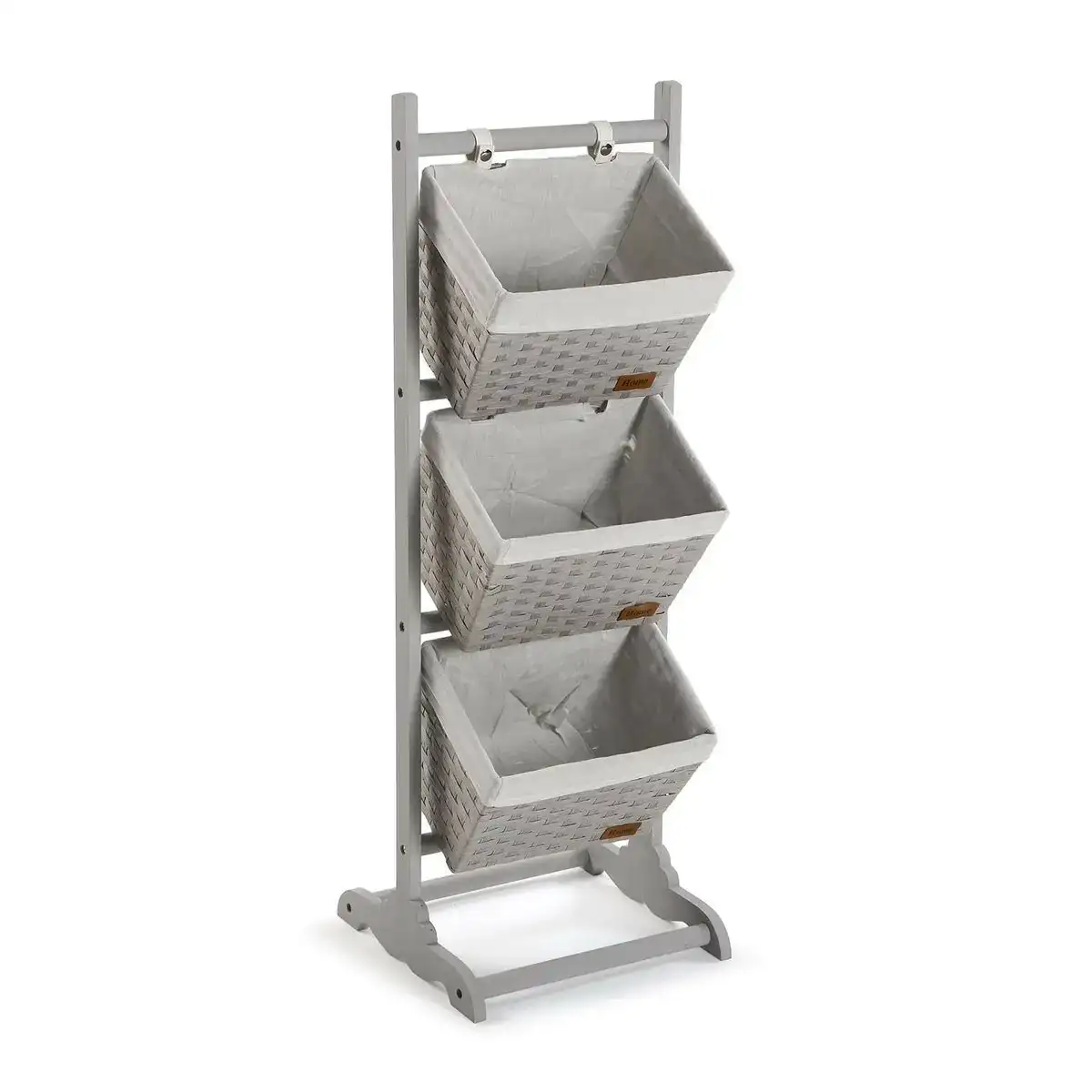Etagere de salle de bains versa gris 3 paniers bois coton rotin 35 x 102 x 35 cm_4216. DIAYTAR COTE D'IVOIRE - Votre Destination pour un Shopping Éclairé. Parcourez notre boutique en ligne pour découvrir des produits de qualité qui embelliront votre quotidien.