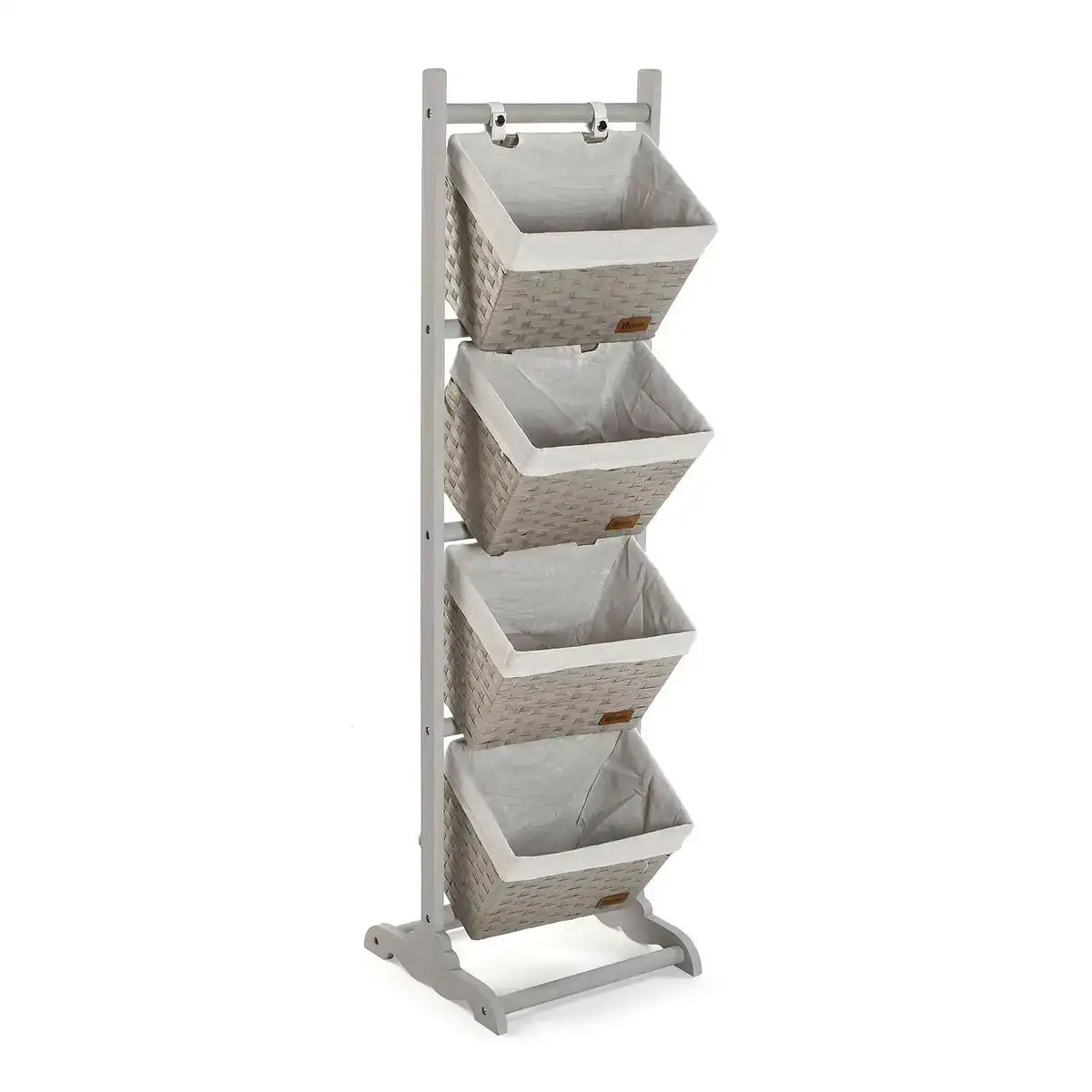 Etagere de salle de bains versa gris 4 paniers bois coton rotin 35 x 125 x 35 cm_2509. DIAYTAR COTE D'IVOIRE - Votre Passage vers l'Éclat et la Beauté. Explorez notre boutique en ligne et trouvez des produits qui subliment votre apparence et votre espace.