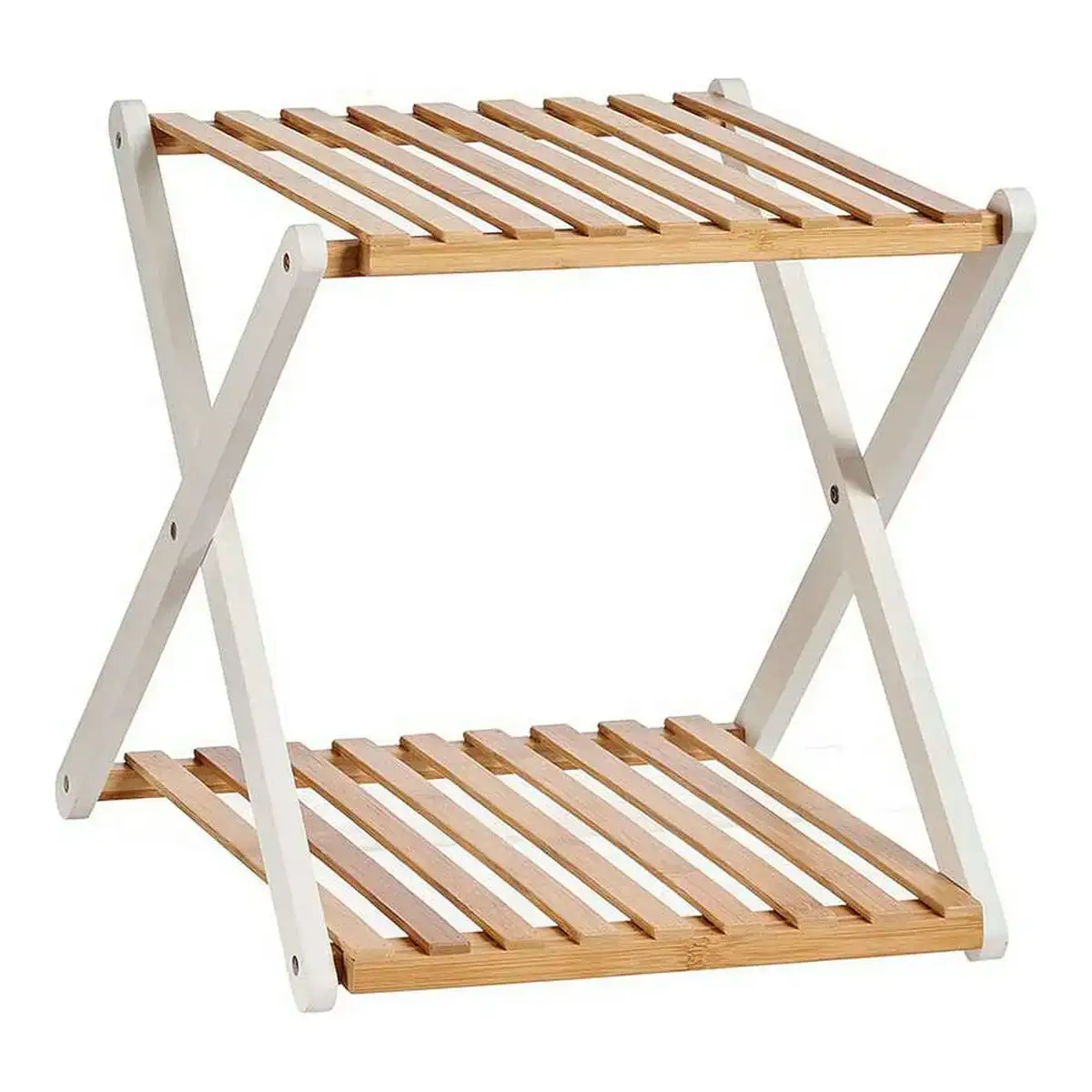 Etagere marron blanc pliable 32 x 34 x 39 cm bois_6794. DIAYTAR COTE D'IVOIRE - Là où Chaque Produit Est une Trouvaille. Explorez notre sélection minutieuse et découvrez des articles qui correspondent à votre style de vie et à vos aspirations.