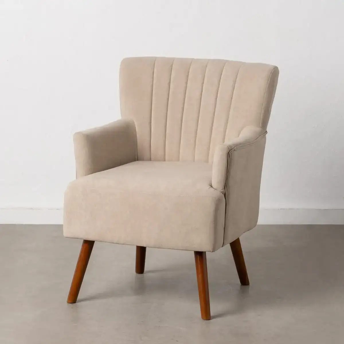 Fauteuil 63 x 50 x 83 cm tissu synthetique beige bois_5056. DIAYTAR COTE D'IVOIRE - L'Art de Vivre le Shopping Authentique. Découvrez notre boutique en ligne et trouvez des produits qui incarnent la passion et le savoir-faire du Côte d'Ivoire.