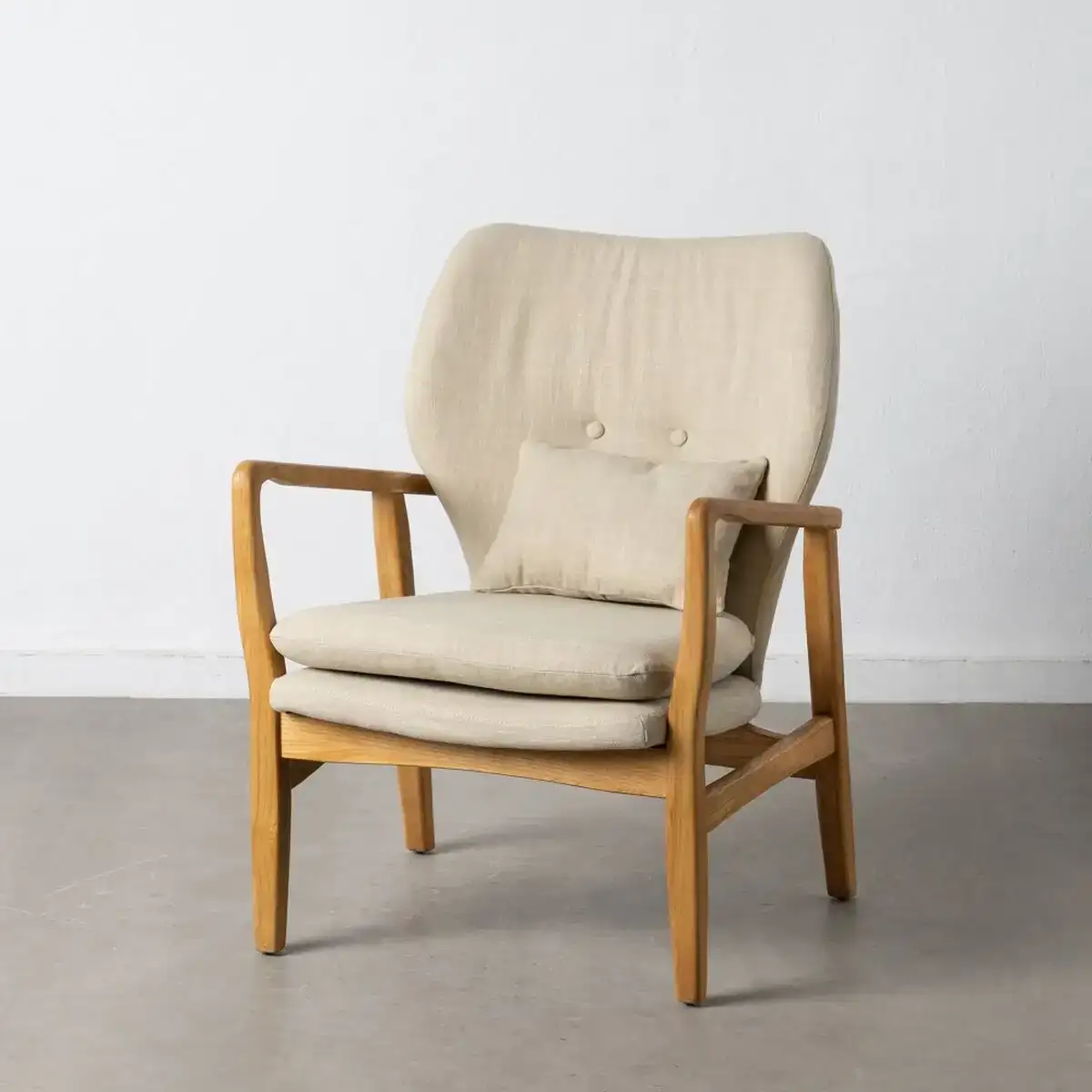 Fauteuil 67 x 73 x 84 cm tissu synthetique beige bois_6163. Bienvenue sur DIAYTAR COTE D'IVOIRE - Votre Destination Shopping à la Côte d'Ivoireaise. Explorez notre boutique en ligne et découvrez une gamme variée de produits qui capturent l'esprit du Côte d'Ivoire.