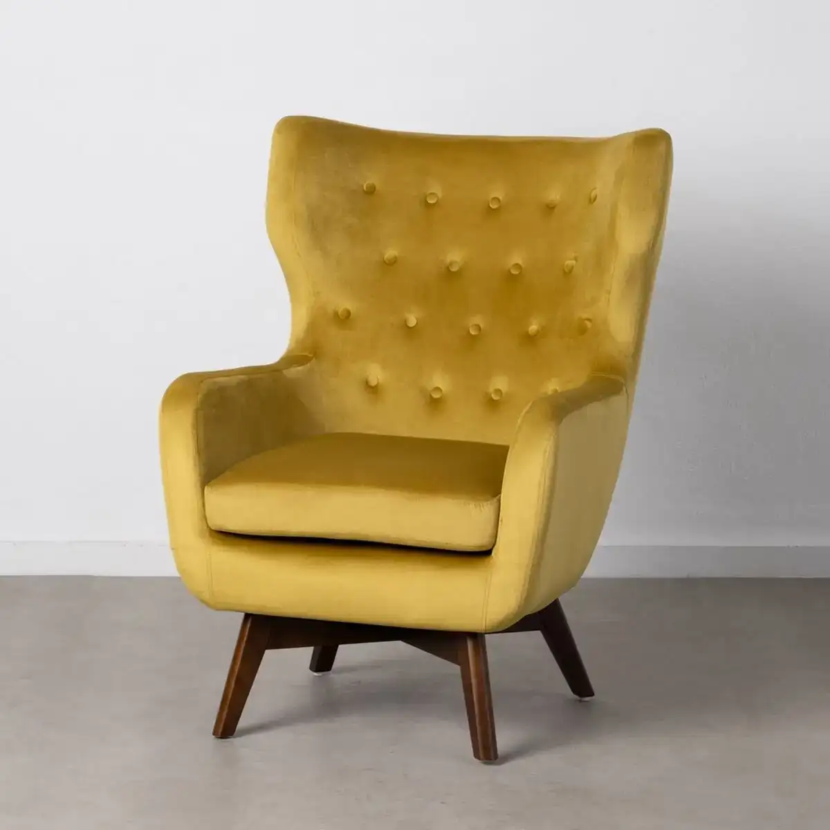 Fauteuil 75 x 83 x 103 cm tissu synthetique bois moutarde_3363. DIAYTAR COTE D'IVOIRE - L'Art de Choisir, l'Art de Vivre. Explorez notre univers de produits soigneusement sélectionnés pour vous offrir une expérience shopping riche et gratifiante.