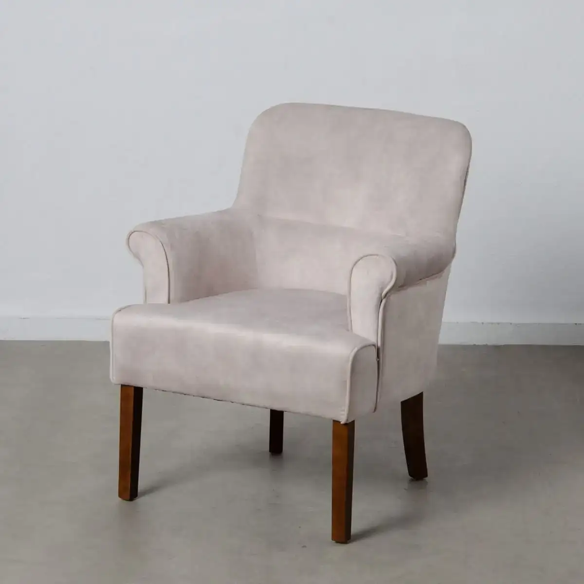 Fauteuil 77 x 64 x 88 cm tissu synthetique beige bois_3108. DIAYTAR COTE D'IVOIRE - L'Art de Vivre en Couleurs. Découvrez notre boutique en ligne et trouvez des produits qui ajoutent une palette vibrante à votre quotidien.