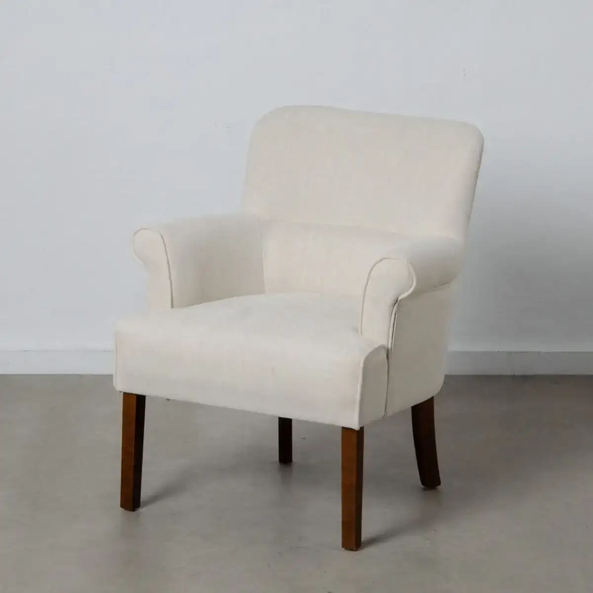 Fauteuil 77 x 64 x 88 cm tissu synthetique bois creme_7491. Bienvenue chez DIAYTAR COTE D'IVOIRE - Où Chaque Produit a son Histoire. Découvrez notre sélection unique et trouvez des articles qui racontent la richesse culturelle et artistique du Côte d'Ivoire.