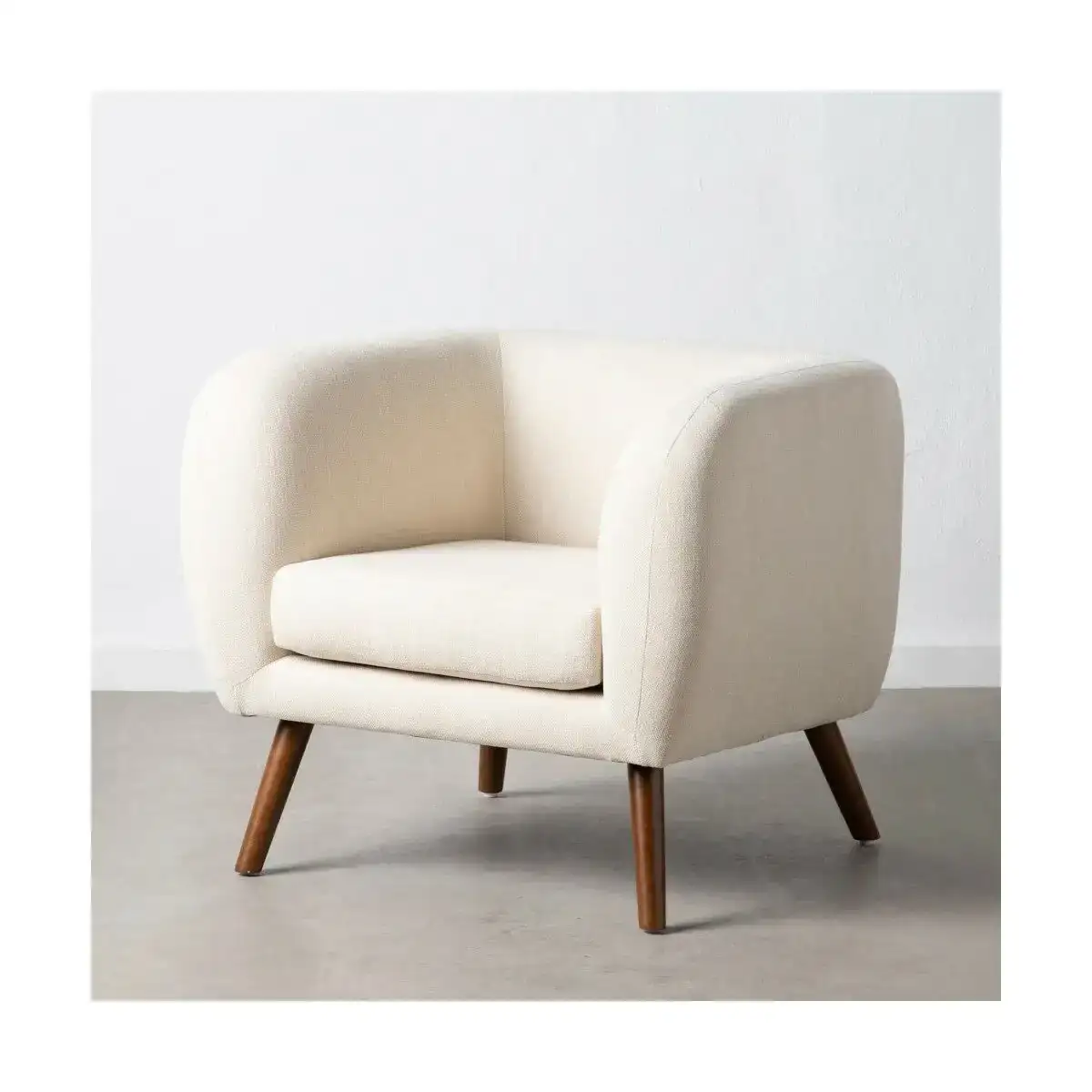 Fauteuil 81 x 73 x 70 cm tissu synthetique bois creme_4995. DIAYTAR COTE D'IVOIRE - Là où Chaque Produit a son Propre Éclat. Explorez notre boutique en ligne et trouvez des articles qui ajoutent de la brillance à votre quotidien.