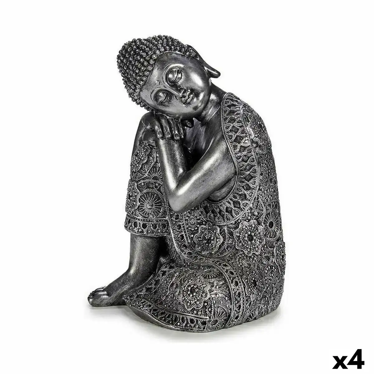 Figurine decorative buda assis argente 20 x 30 x 20 cm 4 unites _5461. DIAYTAR COTE D'IVOIRE - Où Choisir Devient un Plaisir. Découvrez notre boutique en ligne et choisissez parmi une variété de produits qui satisferont tous vos besoins.