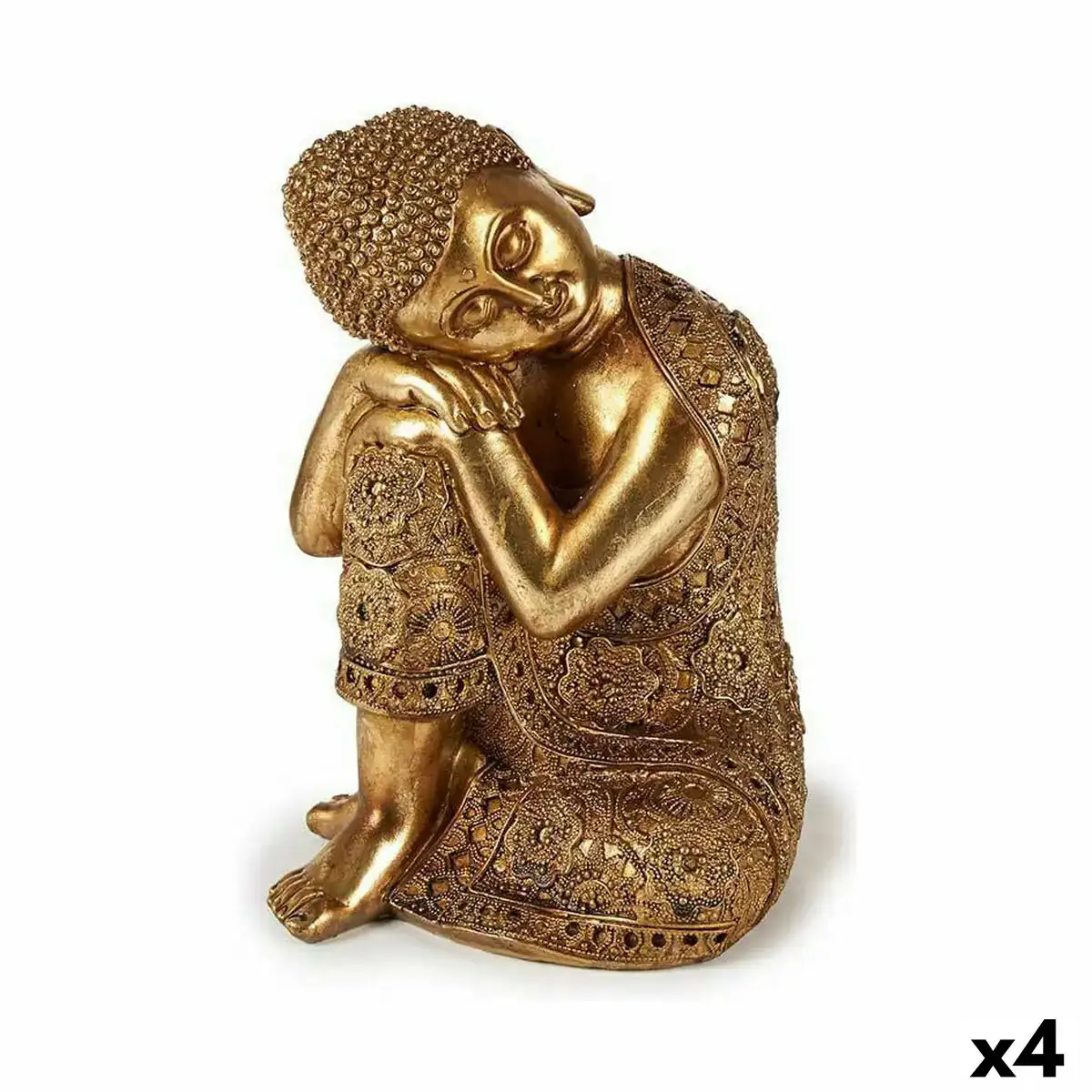 Figurine decorative buda assis dore 20 x 30 x 20 cm 4 unites _7484. DIAYTAR COTE D'IVOIRE - Où Chaque Produit a sa Place. Parcourez notre catalogue et choisissez des articles qui s'intègrent parfaitement à votre style et à votre espace.