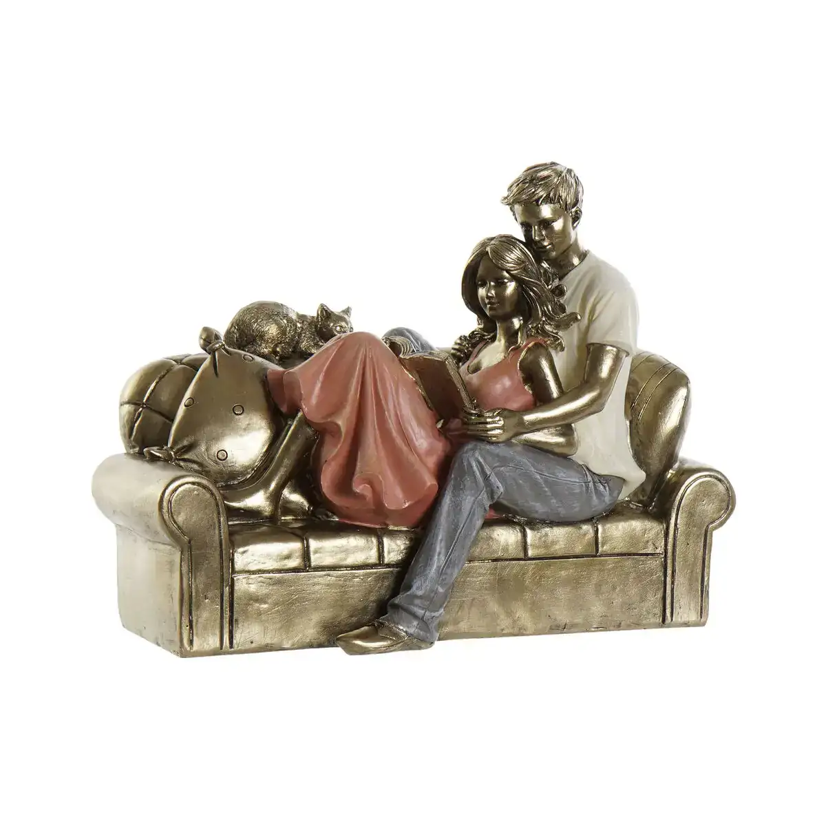 Figurine decorative dkd home decor 22 x 11 x 16 5 cm dore couple_2722. DIAYTAR COTE D'IVOIRE - Votre Passage vers l'Élégance Abordable. Explorez notre collection où chaque produit est choisi pour sa qualité et son accessibilité, incarnant ainsi l'essence du Côte d'Ivoire.