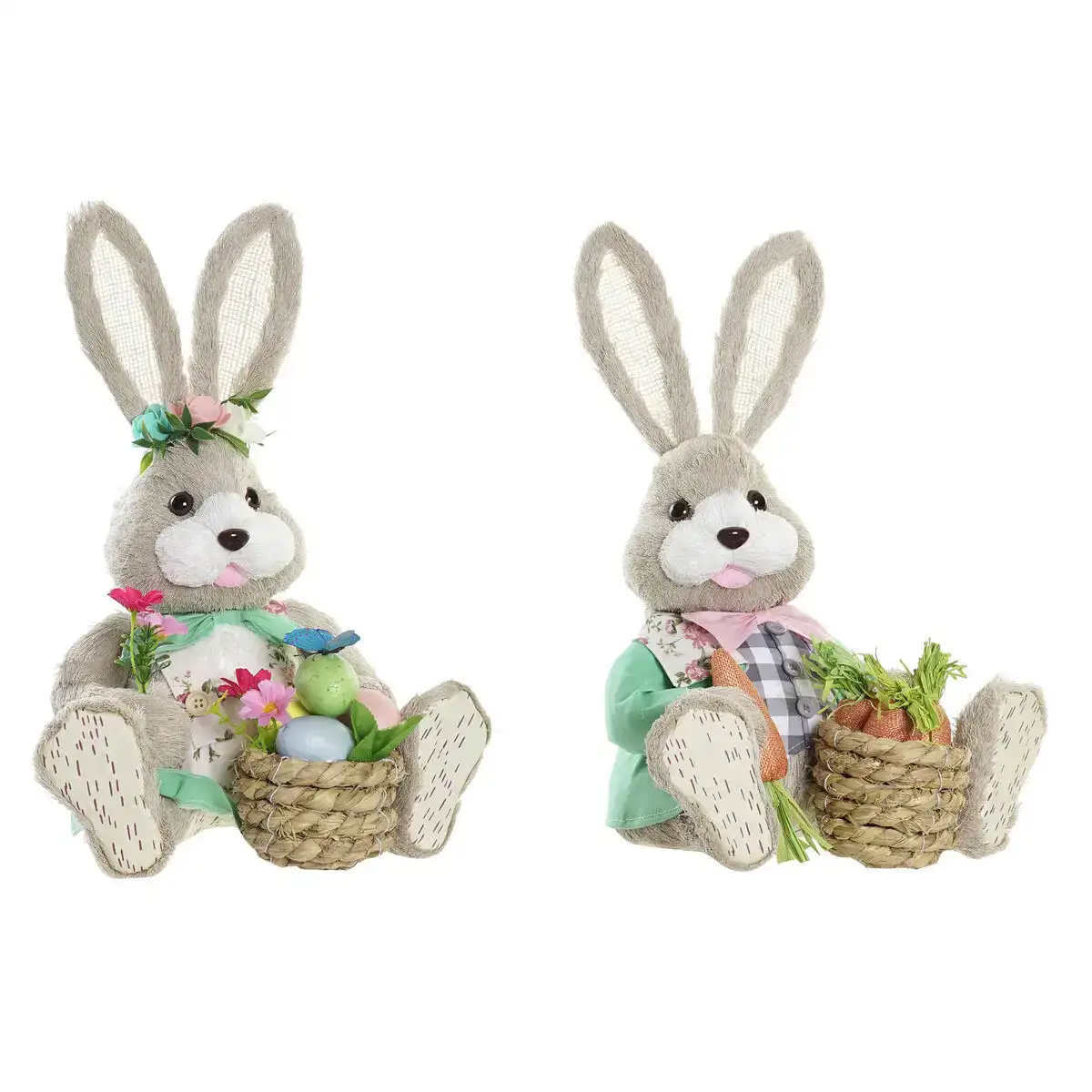 Figurine decorative dkd home decor 28 x 22 x 40 cm marron lapin vert multicouleur 2 unites _9280. DIAYTAR COTE D'IVOIRE - Où Choisir est un Acte d'Amour pour le Côte d'Ivoire. Explorez notre boutique en ligne et choisissez des articles qui célèbrent la culture et l'artisanat du pays.