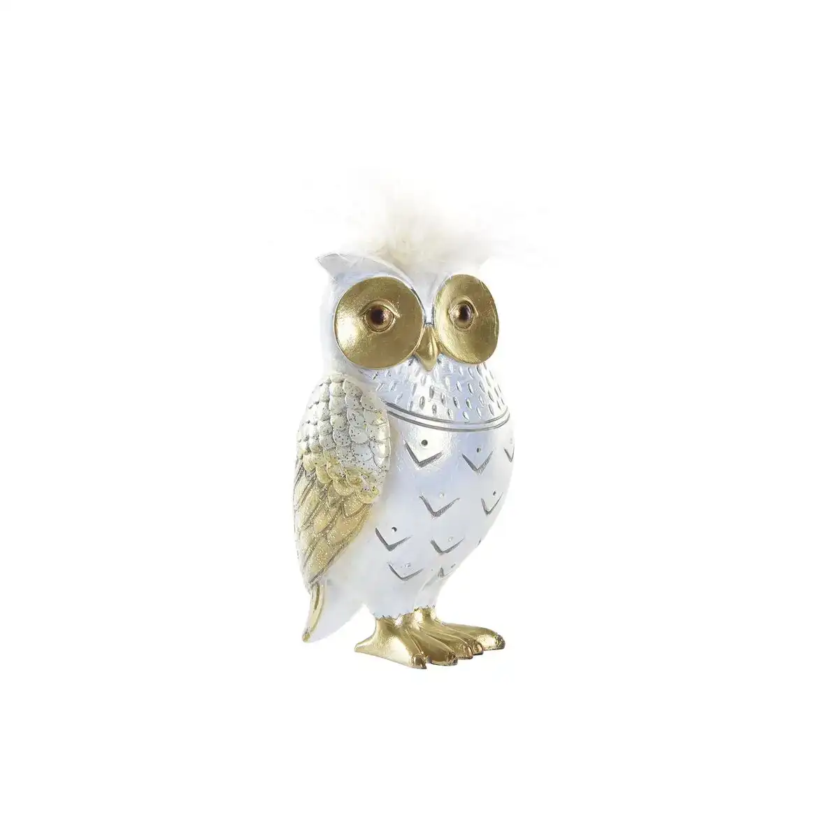 Figurine decorative dkd home decor blanc dore hibou 6 5 x 7 x 13 cm_2049. DIAYTAR COTE D'IVOIRE - Où Choisir Devient une Expérience Personnalisée. Explorez notre boutique en ligne pour découvrir des produits qui s'adaptent à votre style et à votre essence.