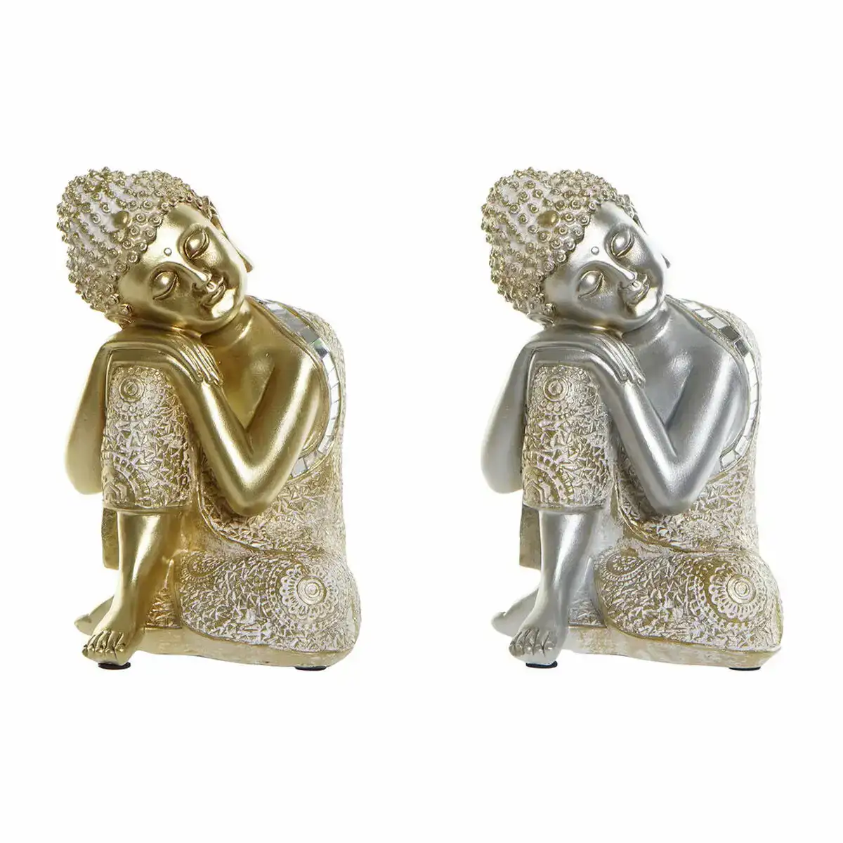 Figurine decorative dkd home decor dore argente buda oriental 16 x 16 x 23 cm 2 unites _7214. DIAYTAR COTE D'IVOIRE - Votre Portail Vers l'Exclusivité. Explorez notre boutique en ligne pour trouver des produits uniques et exclusifs, conçus pour les amateurs de qualité.