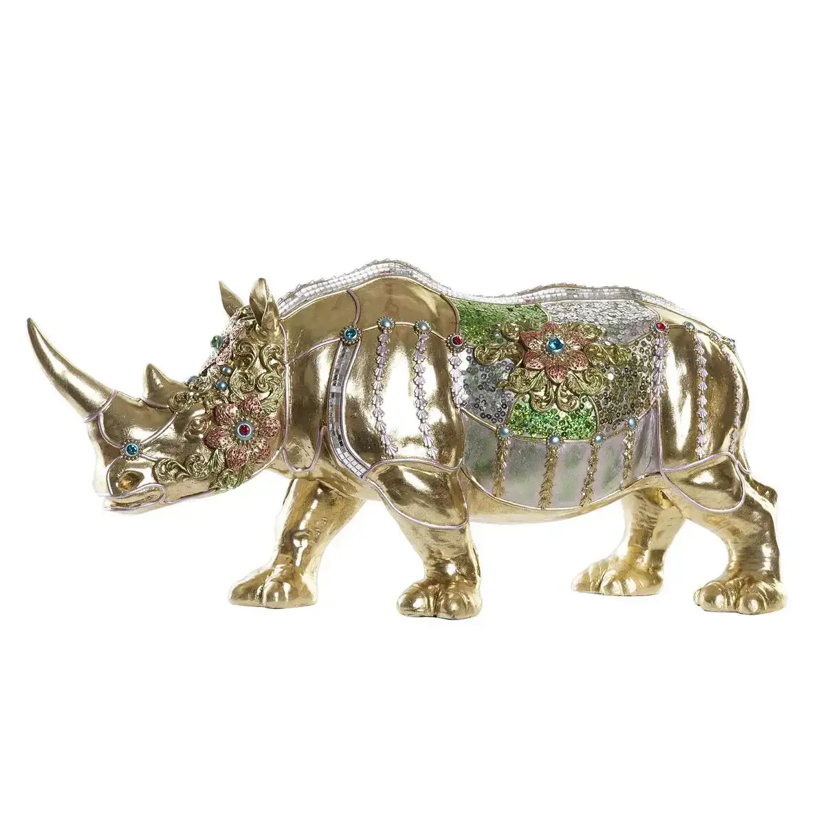 Figurine decorative dkd home decor dore resine multicouleur rhinoceros 55 x 17 5 x 25 cm _5051. DIAYTAR COTE D'IVOIRE - Où Choisir Devient une Découverte. Explorez notre boutique en ligne et trouvez des articles qui vous surprennent et vous ravissent à chaque clic.