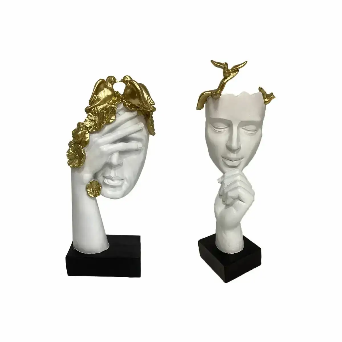 Figurine decorative dkd home decor visage blanc dore 14 5 x 9 5 x 31 cm 2 unites _2570. DIAYTAR COTE D'IVOIRE - Là où Chaque Achat Contribue à un Rêve. Naviguez à travers notre boutique en ligne et soutenez des artisans talentueux tout en acquérant des trésors.