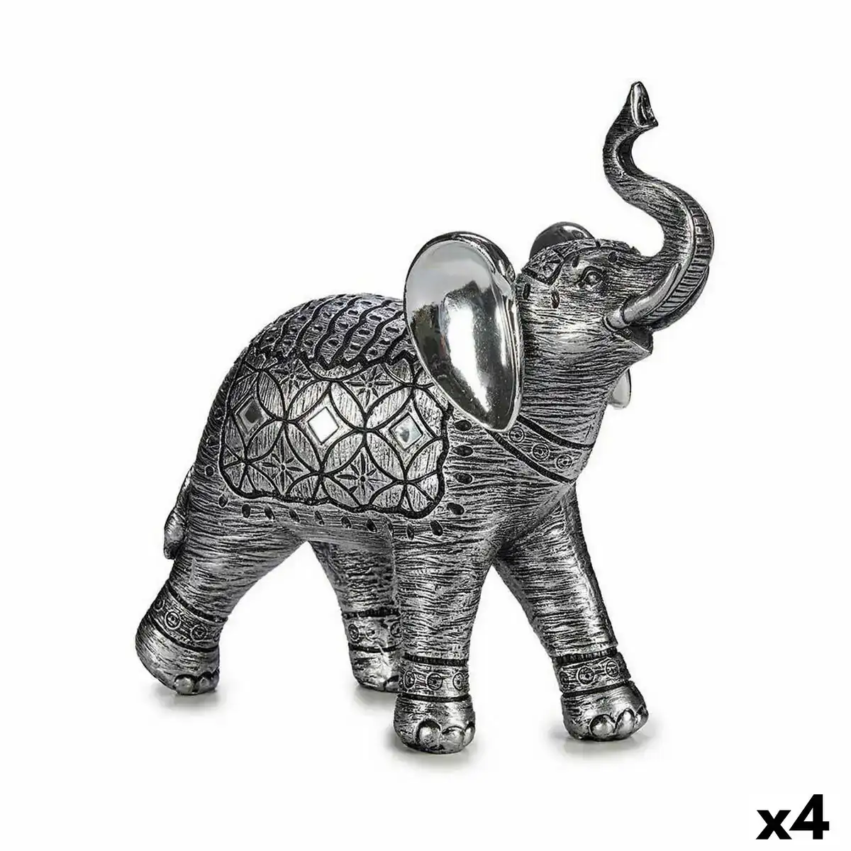 Figurine decorative elephant argente 27 5 x 27 x 11 cm 4 unites _9995. DIAYTAR COTE D'IVOIRE - Là où Chaque Produit Évoque une Émotion. Parcourez notre catalogue et choisissez des articles qui vous touchent et qui enrichissent votre expérience.