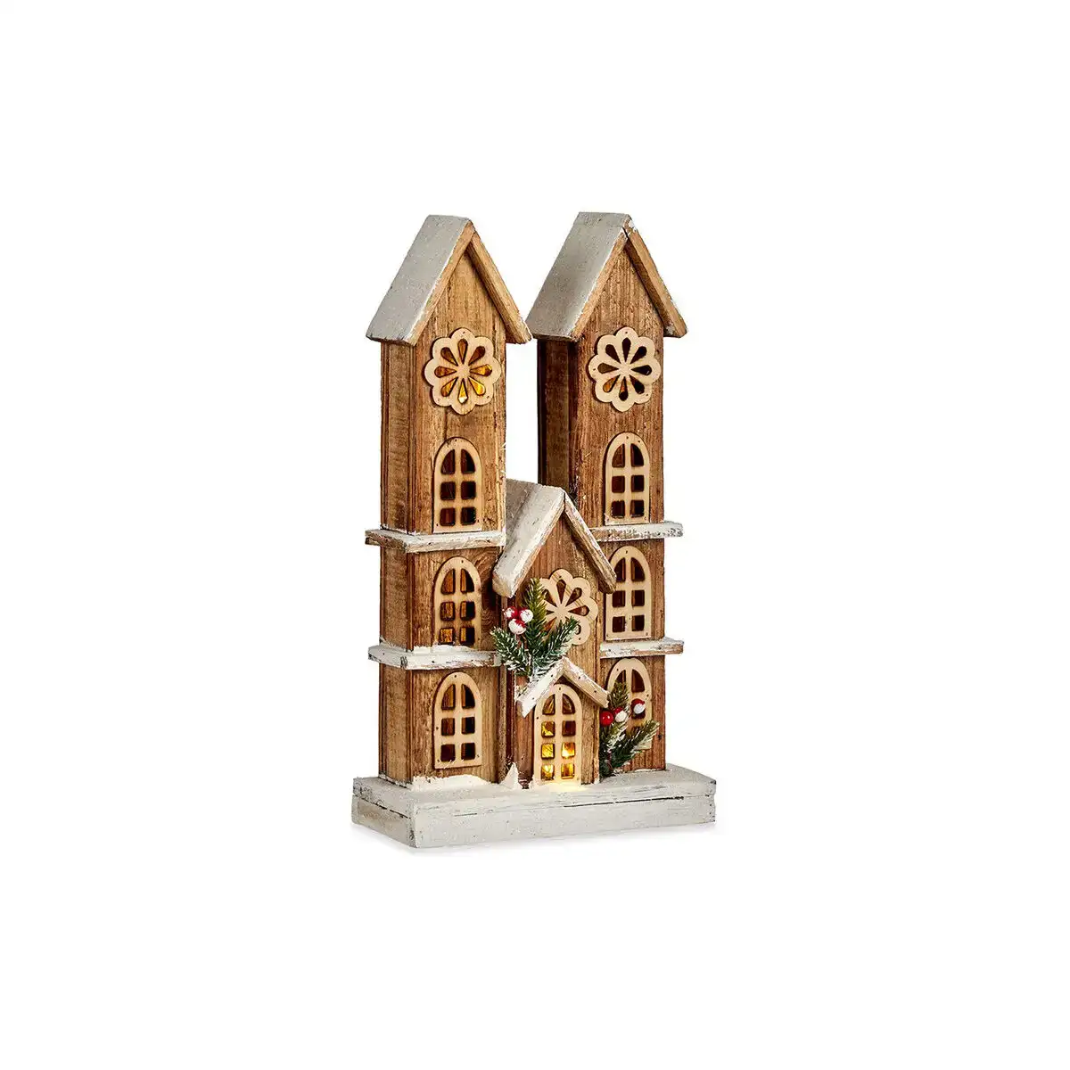 Figurine decorative lumiere noel maison 25 x 46 x 9 cm bois marron blanc_9766. DIAYTAR COTE D'IVOIRE - Là où Chaque Clic Compte. Parcourez notre boutique en ligne et laissez-vous guider vers des trouvailles uniques qui enrichiront votre quotidien.