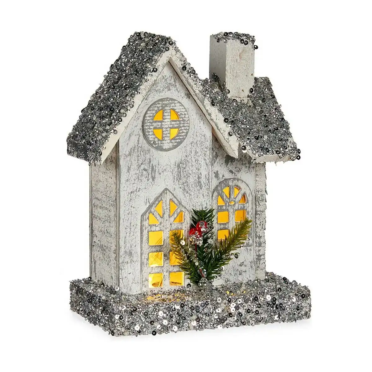 Figurine decorative noel paillettes lumiere led maison 19 5 x 25 x 9 cm gris bois blanc_8249. DIAYTAR COTE D'IVOIRE - Où Chaque Détail Compte. Parcourez nos produits soigneusement sélectionnés et choisissez des articles qui correspondent à votre style et à vos valeurs.
