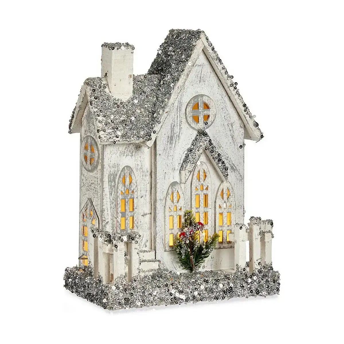 Figurine decorative noel paillettes lumiere led maison 24 5 x 32 x 12 cm gris bois blanc_7398. Découvrez DIAYTAR COTE D'IVOIRE - Votre Source de Produits Variés et un Service Exceptionnel. Parcourez nos catégories et bénéficiez d'un service client dévoué, prêt à vous guider à chaque étape.