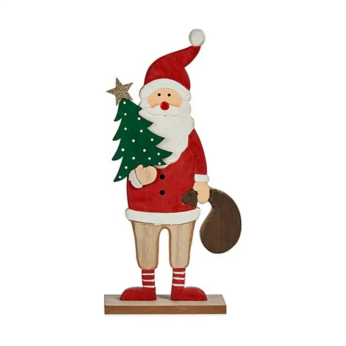 Figurine decorative pere noel 5 x 30 x 15 cm rouge bois marron blanc vert_2306. DIAYTAR COTE D'IVOIRE - L'Odyssée du Shopping à Votre Portée. Parcourez notre boutique en ligne et partez à la découverte d'articles qui rendront chaque jour spécial.