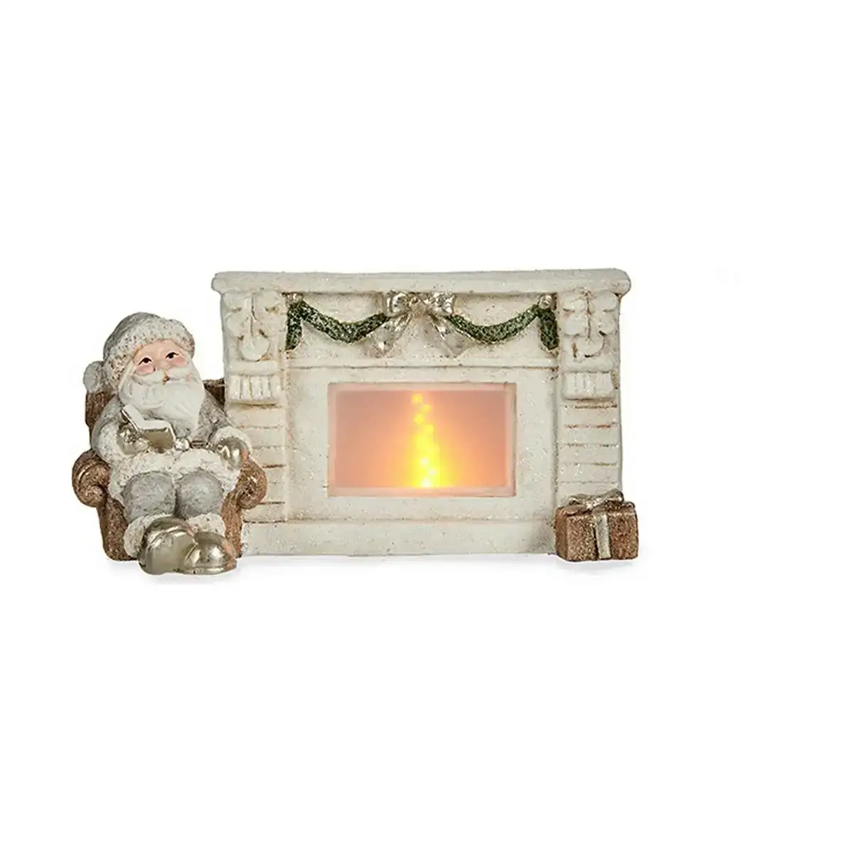 Figurine decorative pere noel cheminee 16 5 x 19 x 37 cm blanc polyresine_7568. DIAYTAR COTE D'IVOIRE - L'Art de Vivre en Couleurs. Découvrez notre boutique en ligne et trouvez des produits qui ajoutent une palette vibrante à votre quotidien.