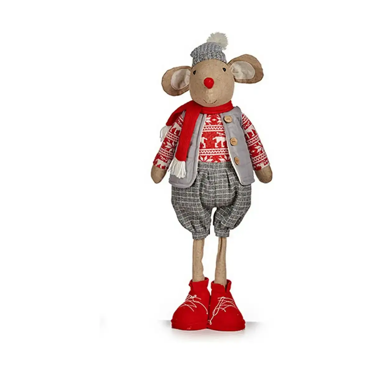 Figurine decorative souris noel 71 cm rouge gris blanc creme_5379. DIAYTAR COTE D'IVOIRE - Où Choisir est un Acte d'Amour pour le Côte d'Ivoire. Explorez notre boutique en ligne et choisissez des articles qui célèbrent la culture et l'artisanat du pays.