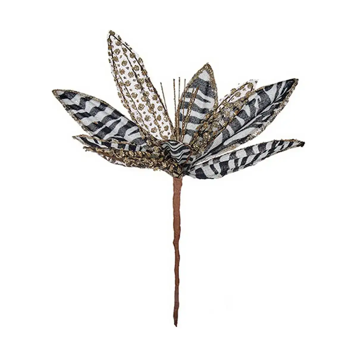Fleur decorative noel noir blanc plastique 25 x 27 x 25 cm_5967. DIAYTAR COTE D'IVOIRE - L'Art de Choisir, l'Art de S'émerveiller. Explorez notre boutique en ligne et choisissez des articles qui éveillent votre sens de l'émerveillement.