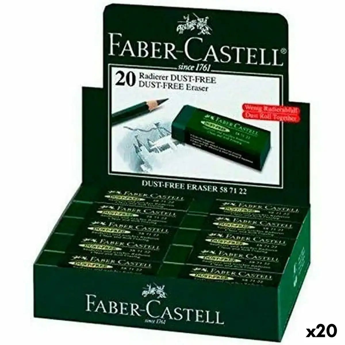 Gomme faber castell dust free vert 20 unites _2130. DIAYTAR COTE D'IVOIRE - Votre Destination pour un Shopping Unique. Parcourez notre catalogue et trouvez des articles qui expriment votre singularité et votre style.