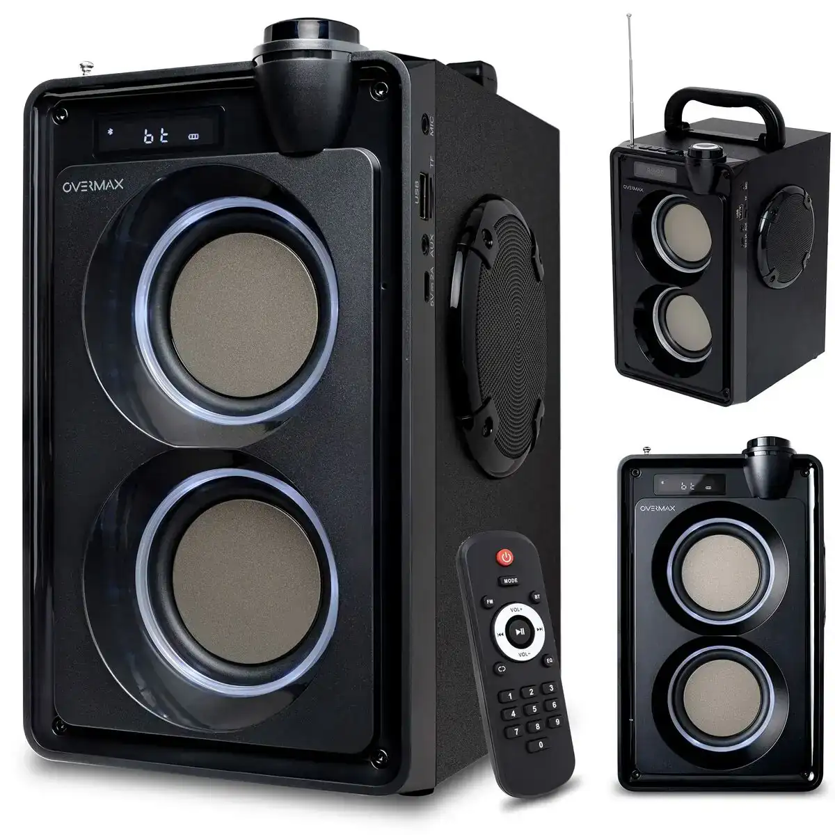 Haut parleurs bluetooth portables overmax noir reconditionne a _5245. DIAYTAR COTE D'IVOIRE - Votre Escale Shopping incontournable. Explorez notre boutique en ligne et dénichez des trésors qui reflètent la richesse culturelle et la modernité du Côte d'Ivoire.