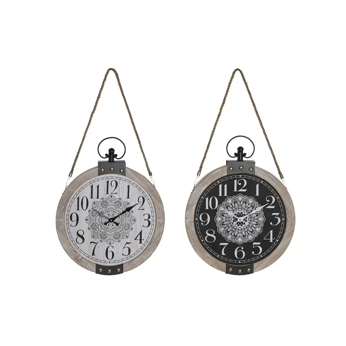Horloge de table dkd home decor 40 x 6 5 x 46 cm noir blanc fer mandala bois mdf 2 unites _1348. DIAYTAR COTE D'IVOIRE - Votre Destination Shopping d'Exception. Parcourez nos rayons virtuels et choisissez des produits qui incarnent l'excellence et la diversité.