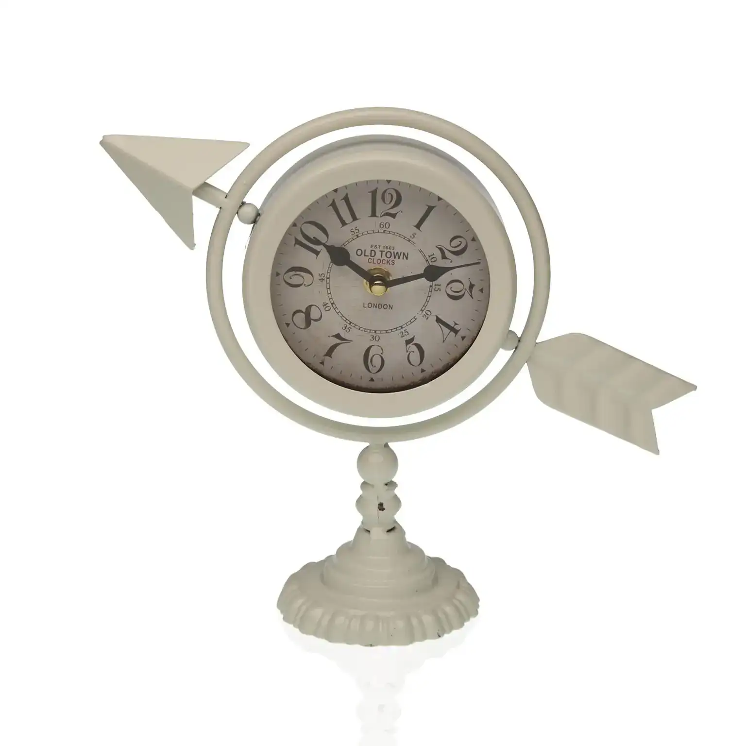 Horloge de table versa blanc fleche pleine metal 23 x 16 x 8 cm _7356. DIAYTAR COTE D'IVOIRE - L'Équilibre Parfait entre Tradition et Modernité. Explorez notre collection pour trouver des produits qui incarnent la culture et la contemporanéité du Côte d'Ivoire.