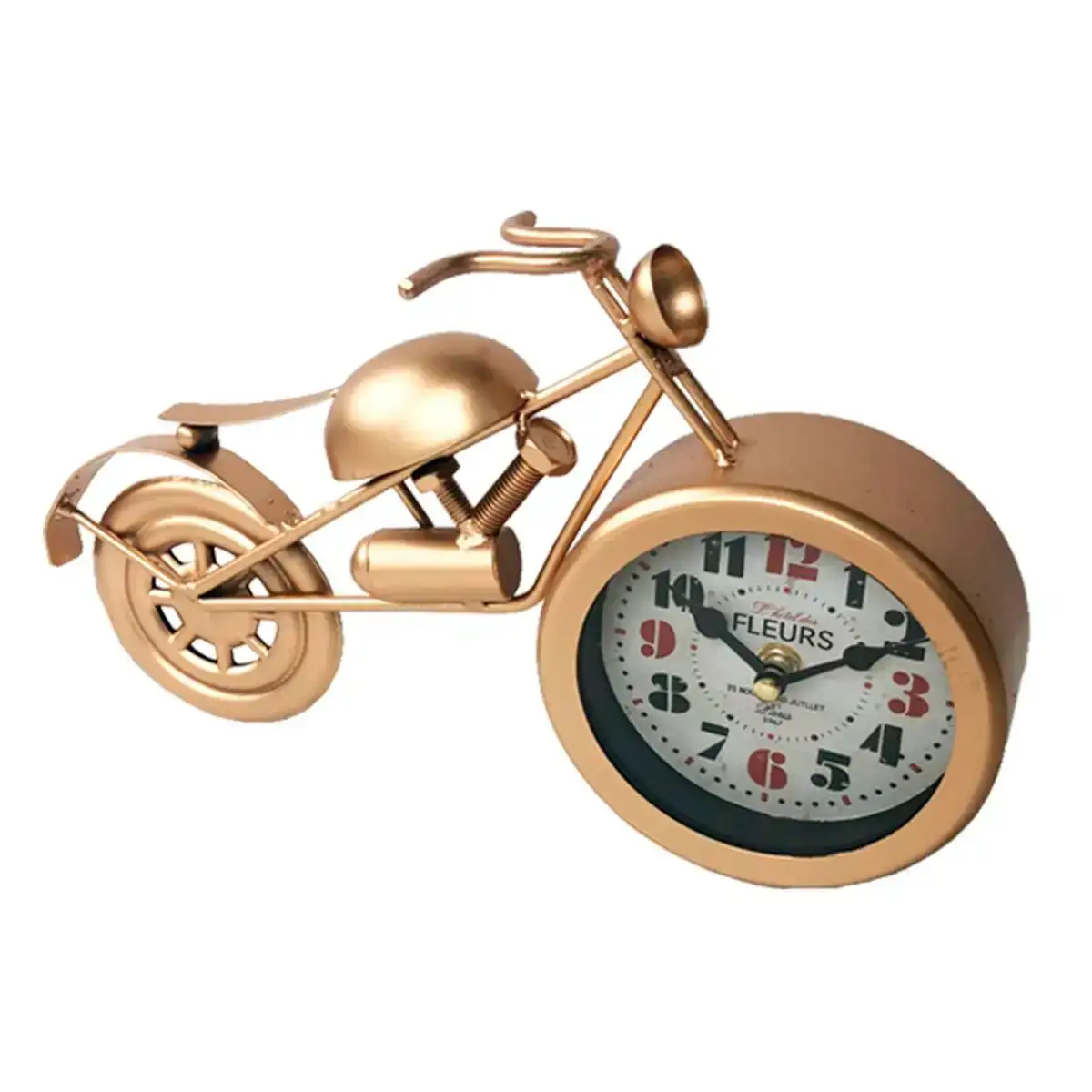 Horloge de table versa dore moto metal 5 5 x 17 x 31 cm _5218. DIAYTAR COTE D'IVOIRE - L'Art de Choisir, l'Art de Se Distinquer. Naviguez à travers notre catalogue et choisissez des produits qui ajoutent une note d'élégance à votre style unique.