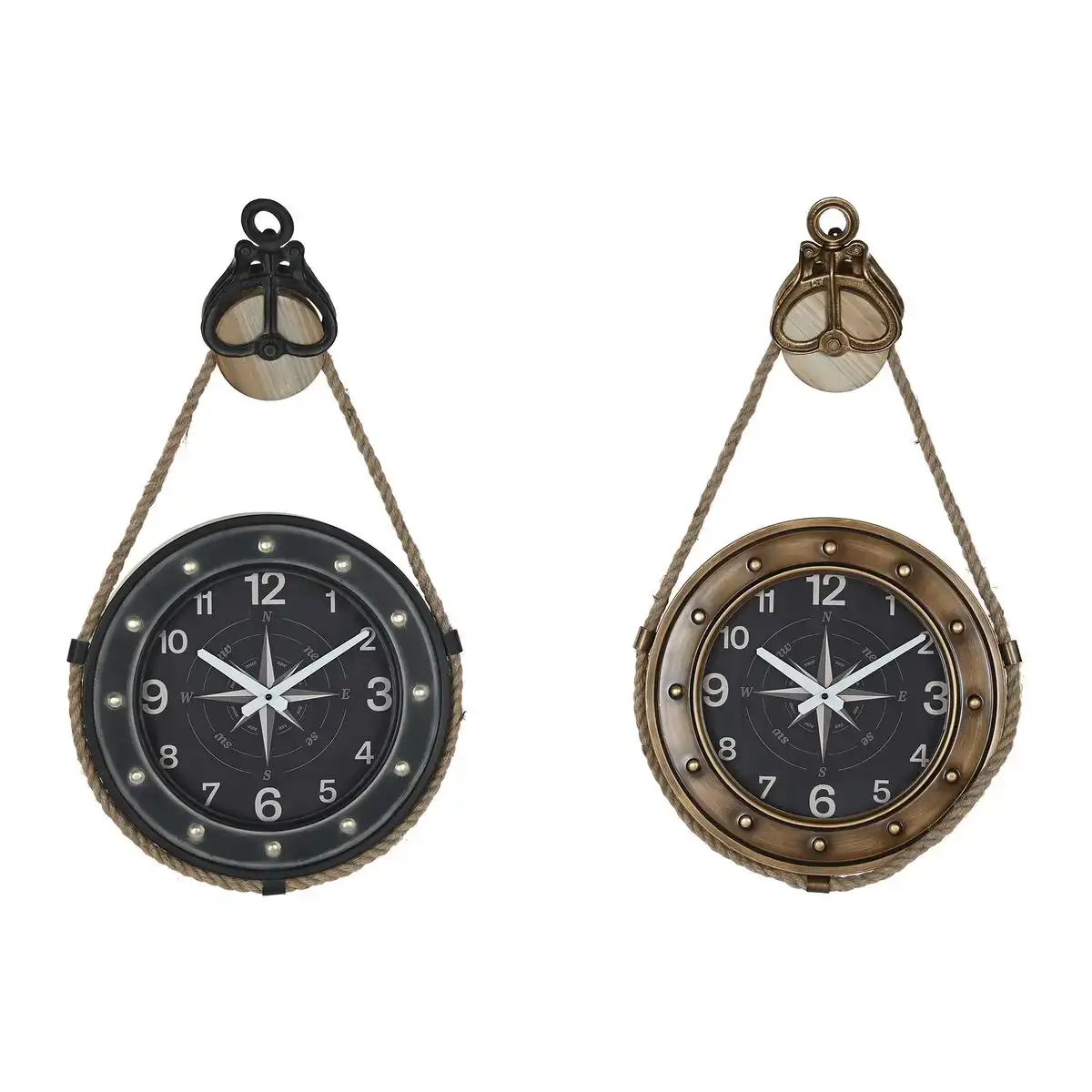Horloge murale dkd home decor 43 x 8 x 71 cm verre noir dore fer 2 unites _6207. DIAYTAR COTE D'IVOIRE - Où Choisir Devient une Expérience Personnalisée. Explorez notre boutique en ligne pour découvrir des produits qui s'adaptent à votre style et à votre essence.