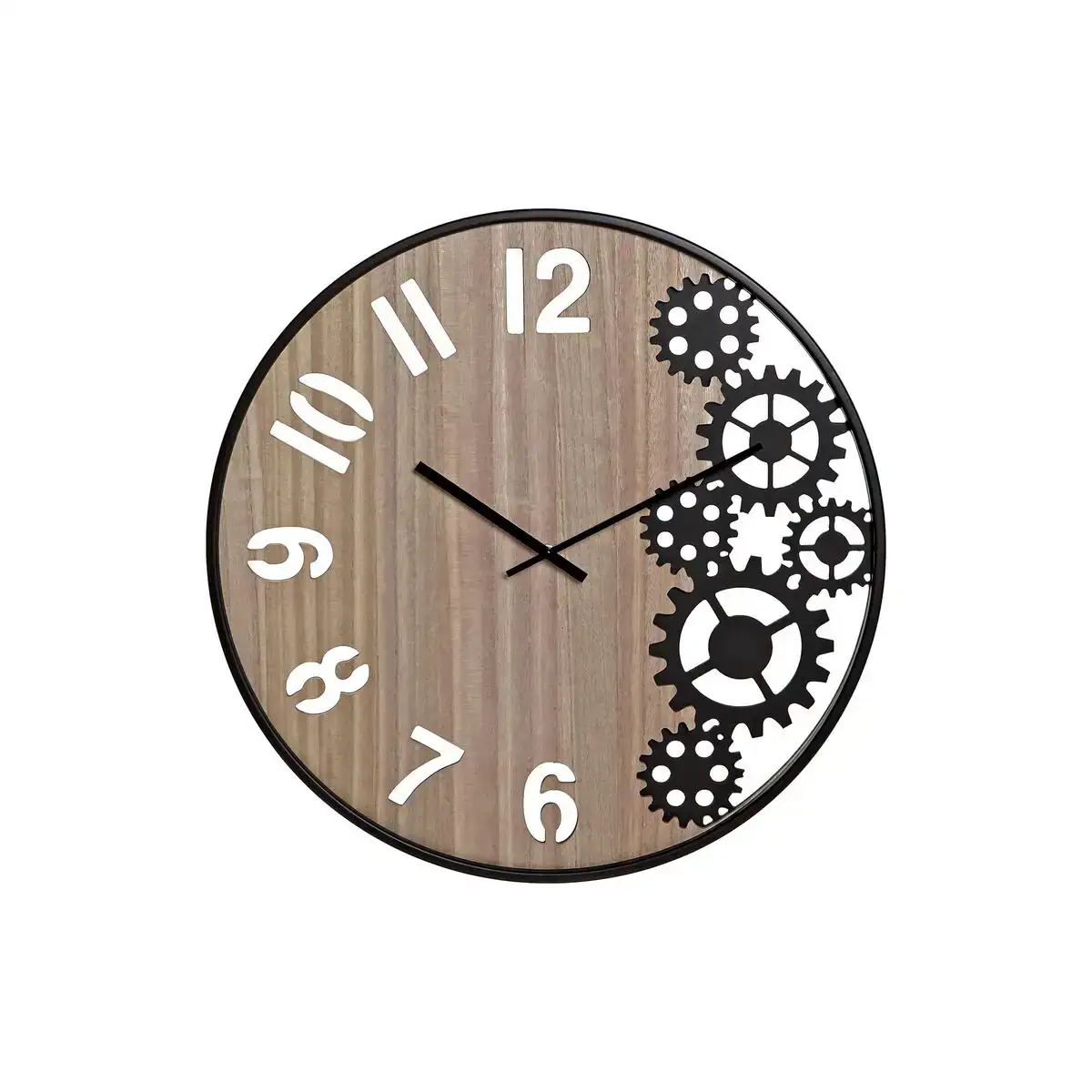 Horloge murale dkd home decor bois naturel noir fer engrenage 60 x 4 x 60 cm _2360. DIAYTAR COTE D'IVOIRE - L'Art de Choisir, l'Art de Vivre. Parcourez notre boutique en ligne et choisissez parmi des produits de qualité qui ajoutent de l'élégance à votre quotidien.
