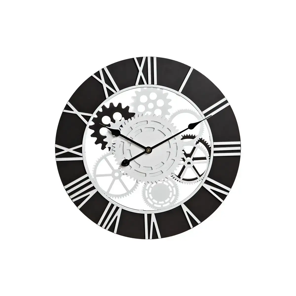 Horloge murale dkd home decor bois noir blanc fer engrenage 60 x 4 x 60 cm _6481. DIAYTAR COTE D'IVOIRE - Votre Source de Trouvailles uniques. Naviguez à travers notre catalogue et trouvez des articles qui vous distinguent et reflètent votre unicité.