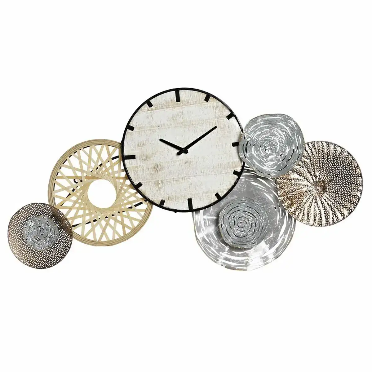 Horloge murale dkd home decor gris metal cercles bois mdf 99 x 7 6 x 54 3 cm _3723. DIAYTAR COTE D'IVOIRE - Où Chaque Produit a son Histoire à Raconter. Parcourez notre catalogue et découvrez des articles qui portent en eux la passion et l'histoire du Côte d'Ivoire.