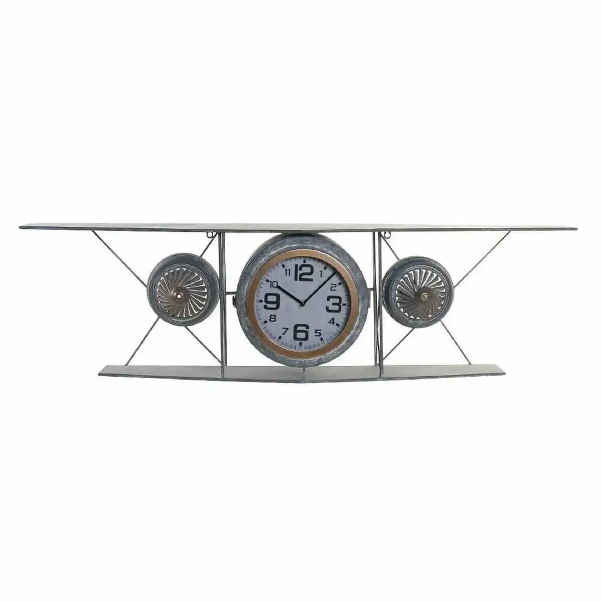 Horloge murale dkd home decor verre fer avion bois mdf gris fonce 120 x 21 x 33 5 cm _8698. DIAYTAR COTE D'IVOIRE - Où Choisir Devient une Découverte. Explorez notre boutique en ligne et trouvez des articles qui vous surprennent et vous ravissent à chaque clic.