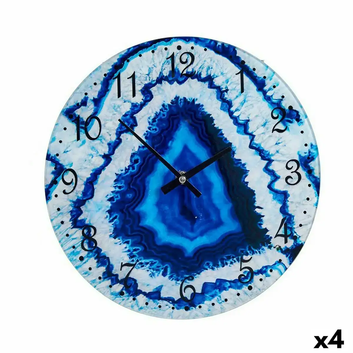 Horloge murale marbre bleu verre 30 x 4 x 30 cm 4 unites _2704. DIAYTAR COTE D'IVOIRE - Votre Passage vers l'Élégance Abordable. Explorez notre collection où chaque produit est choisi pour sa qualité et son accessibilité, incarnant ainsi l'essence du Côte d'Ivoire.